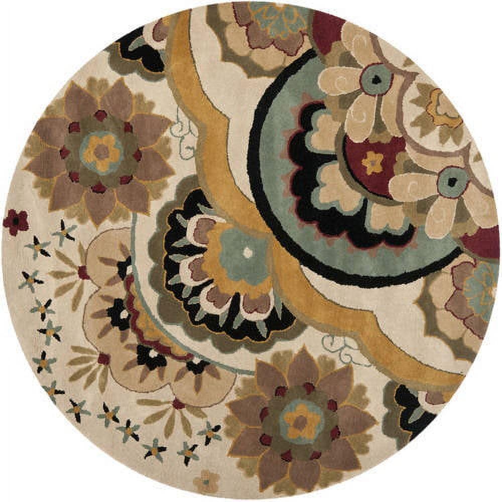 Ivory and Multicolor Hand-Tufted Wool Floral Area Rug