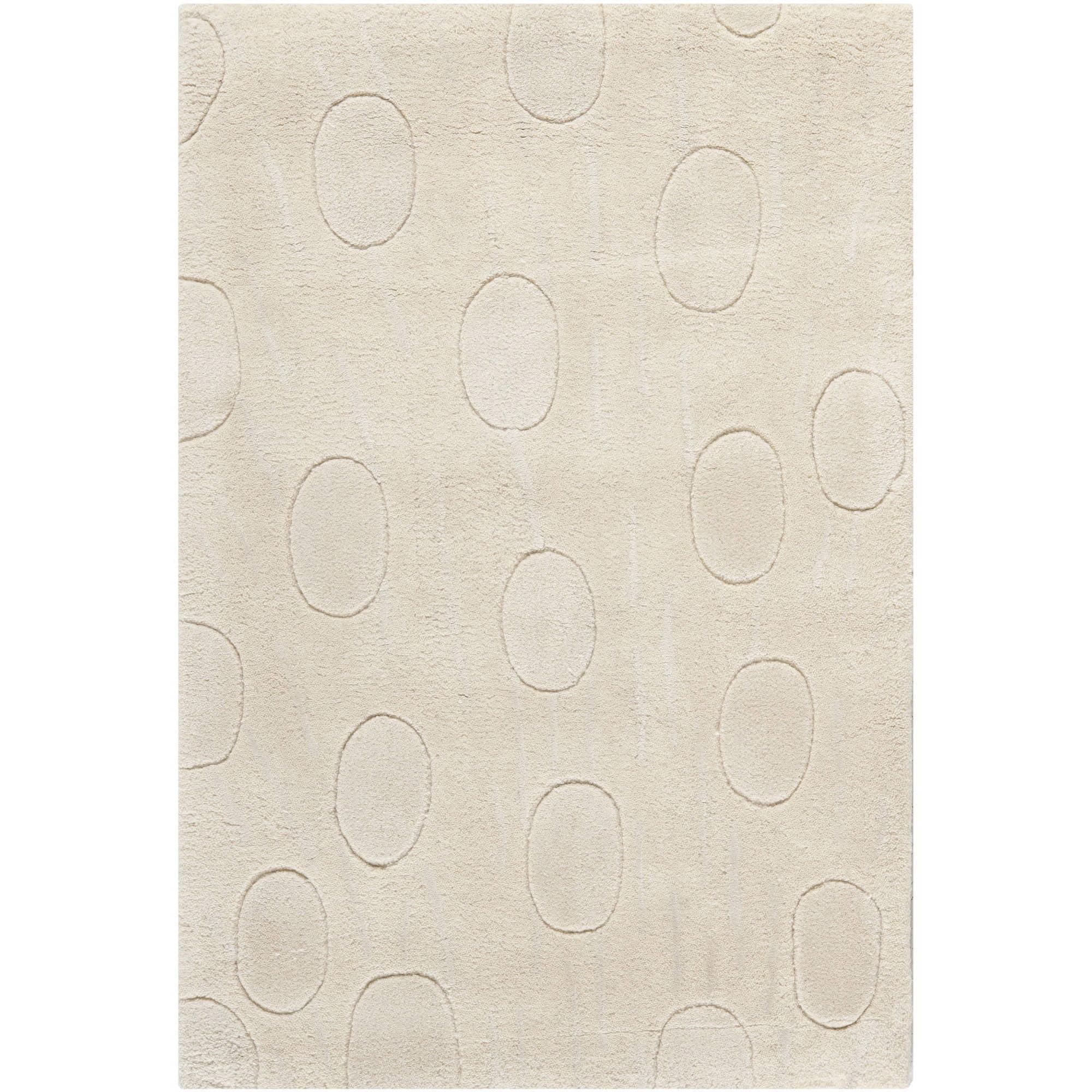 Handmade White Tufted Wool and Viscose Area Rug, 2 x 3 ft