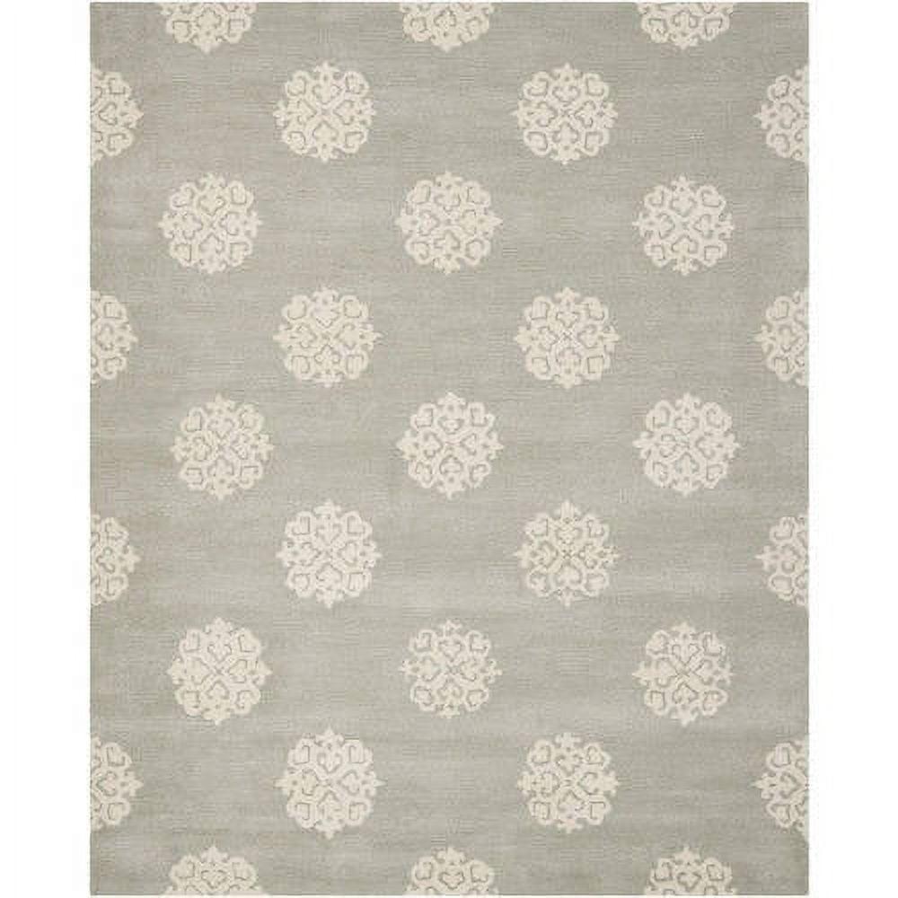 Grey and Ivory Hand-Tufted Wool Area Rug, 5' x 8'