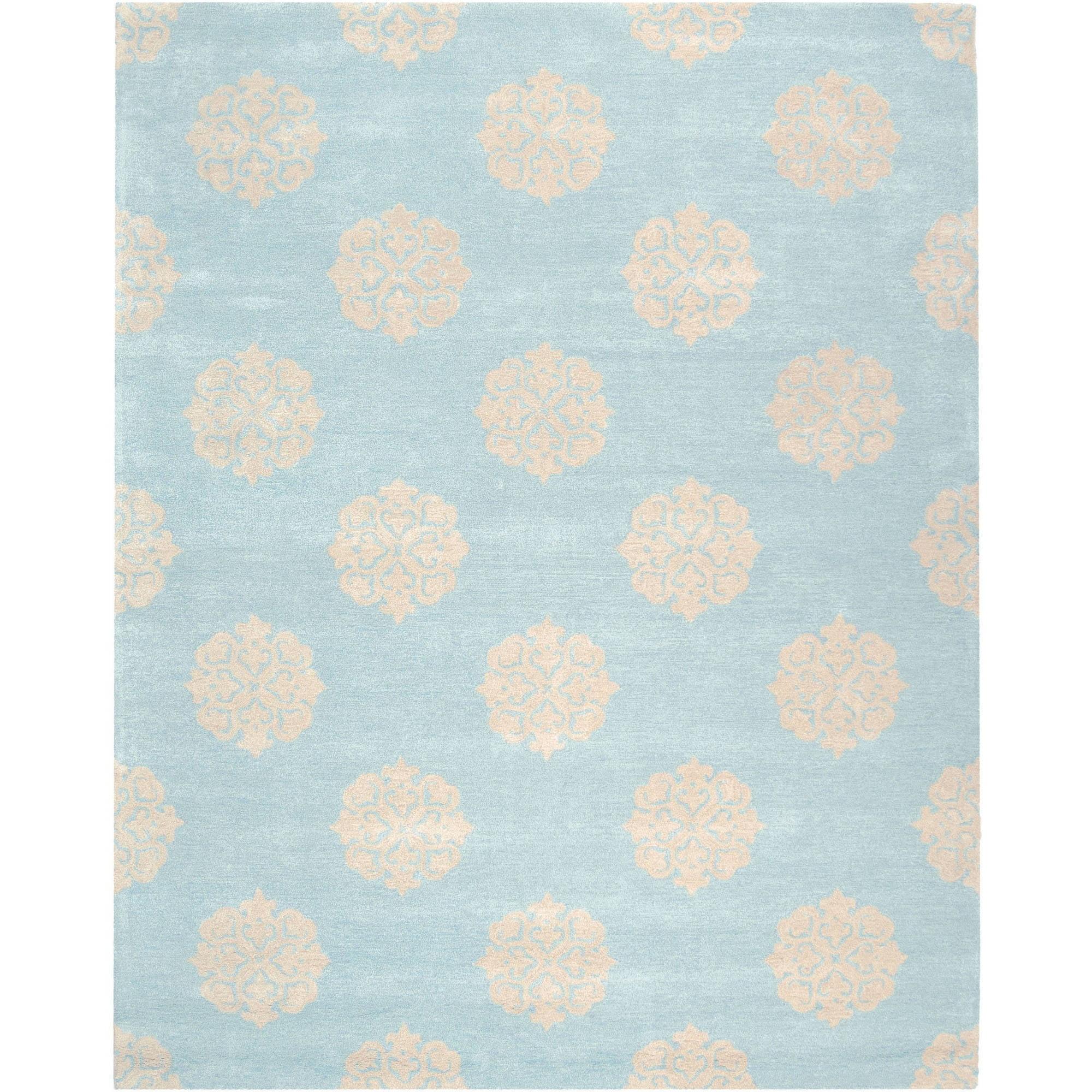 SAFAVIEH Soho Maui Geometric Wool Area Rug, Turquoise/Yellow, 9'6" x 13'6"