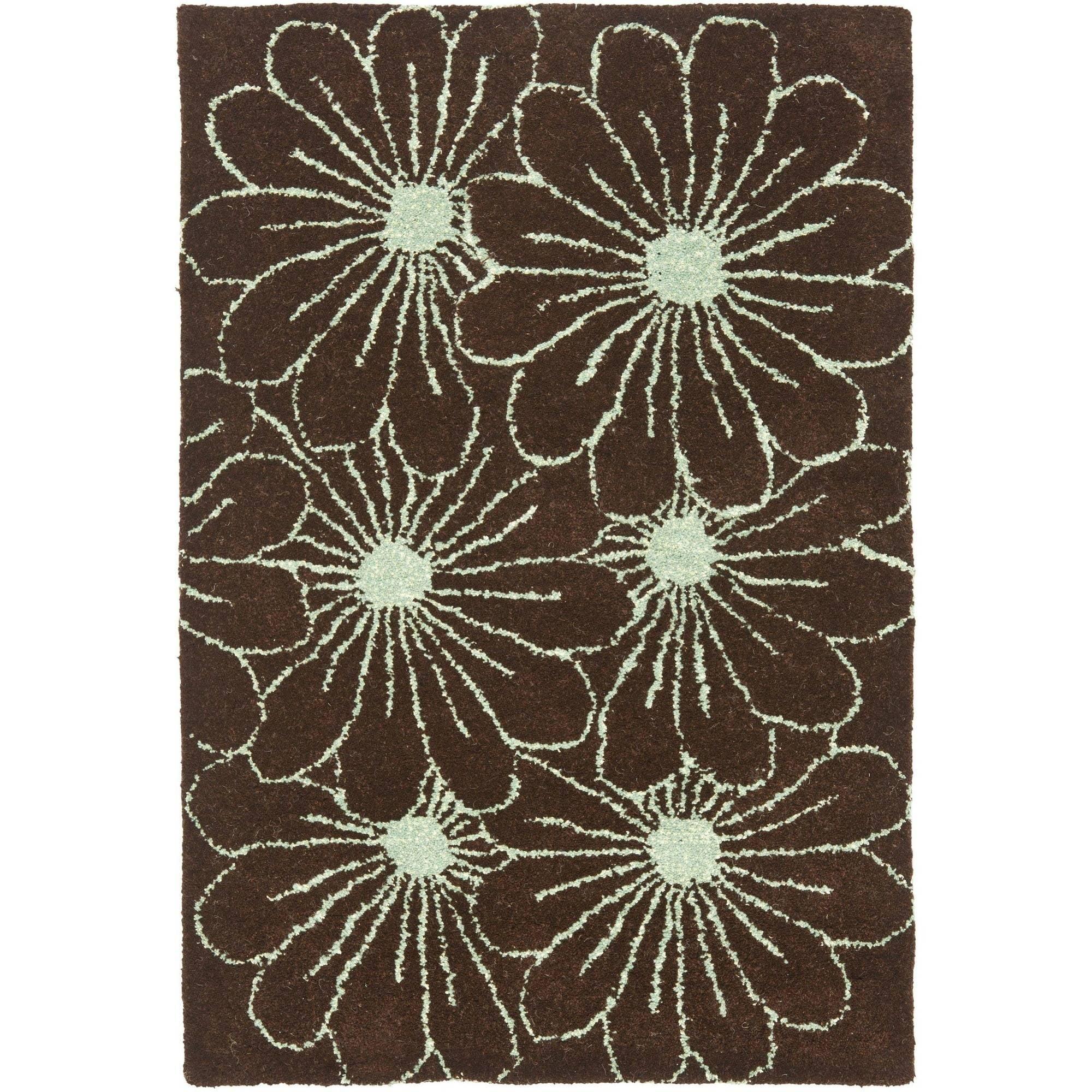 SAFAVIEH Soho Megan Floral Wool Area Rug, Brown/Teal, 2' x 3'