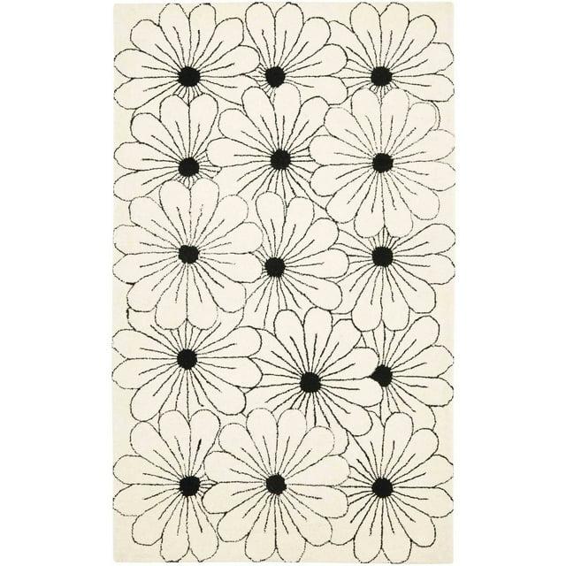 SAFAVIEH Soho Megan Floral Wool Area Rug, Ivory/Black, 5' x 8'