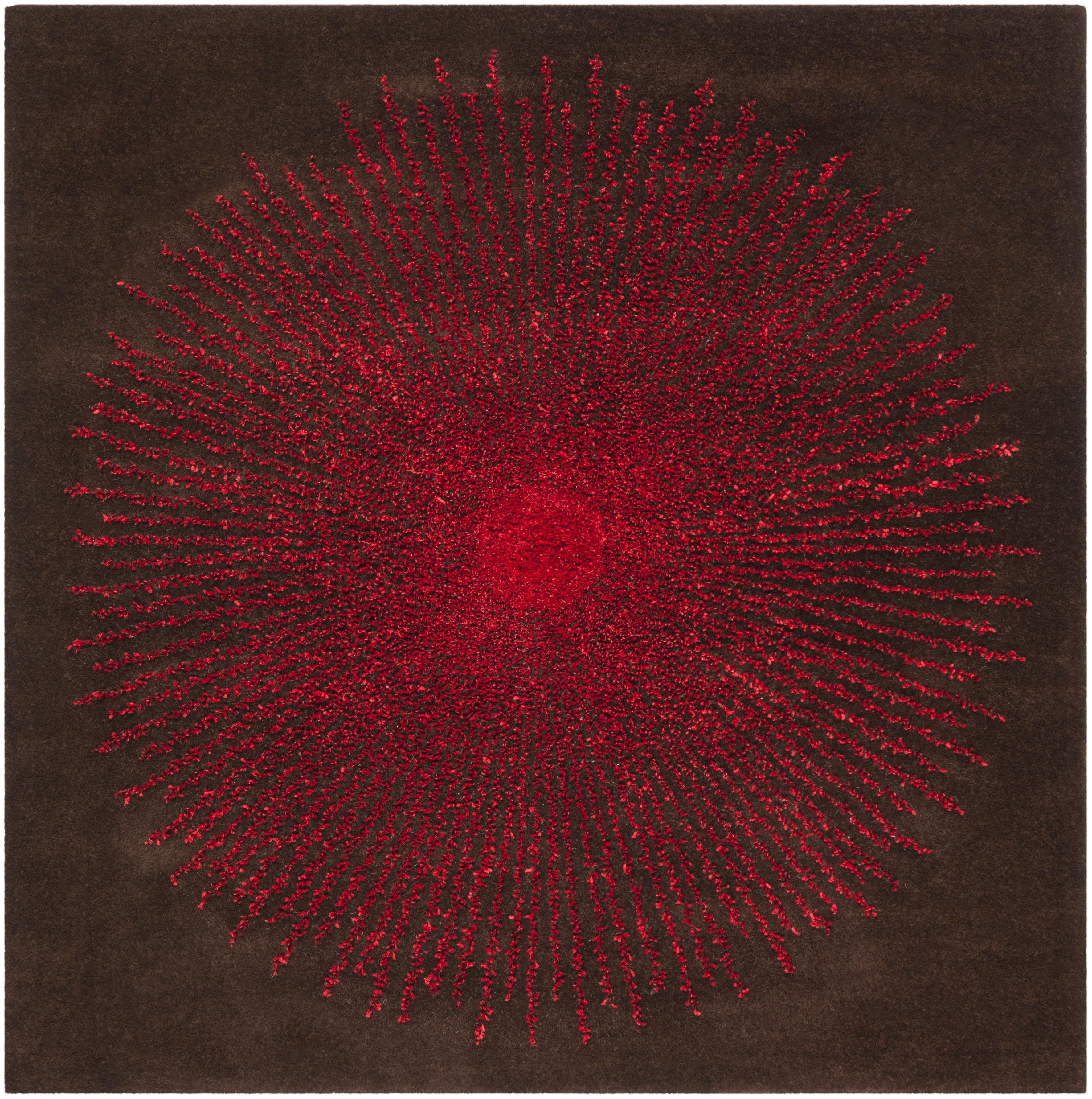 Soho SOH655 Hand Tufted Indoor Area Rug - Brown/Red - 8'x8' - Safavieh