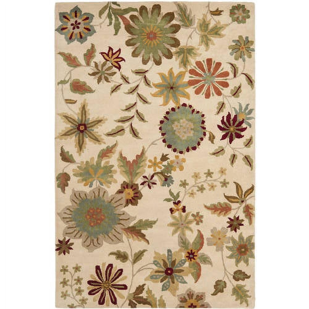SAFAVIEH Soho Peronel Floral Wool Area Rug, Ivory/Sage, 6' x 6' Square