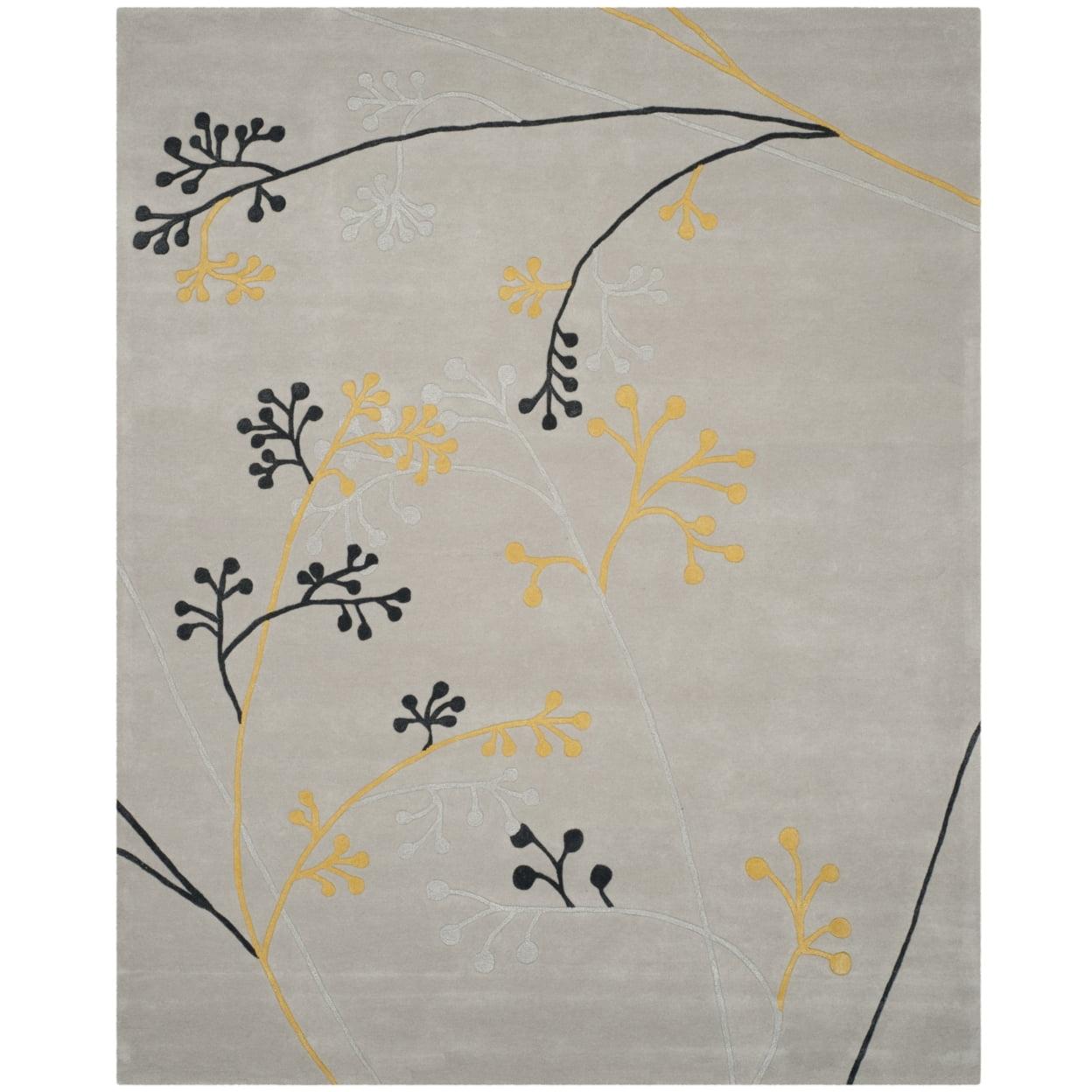 Gray Handmade Wool Tufted Floral Area Rug