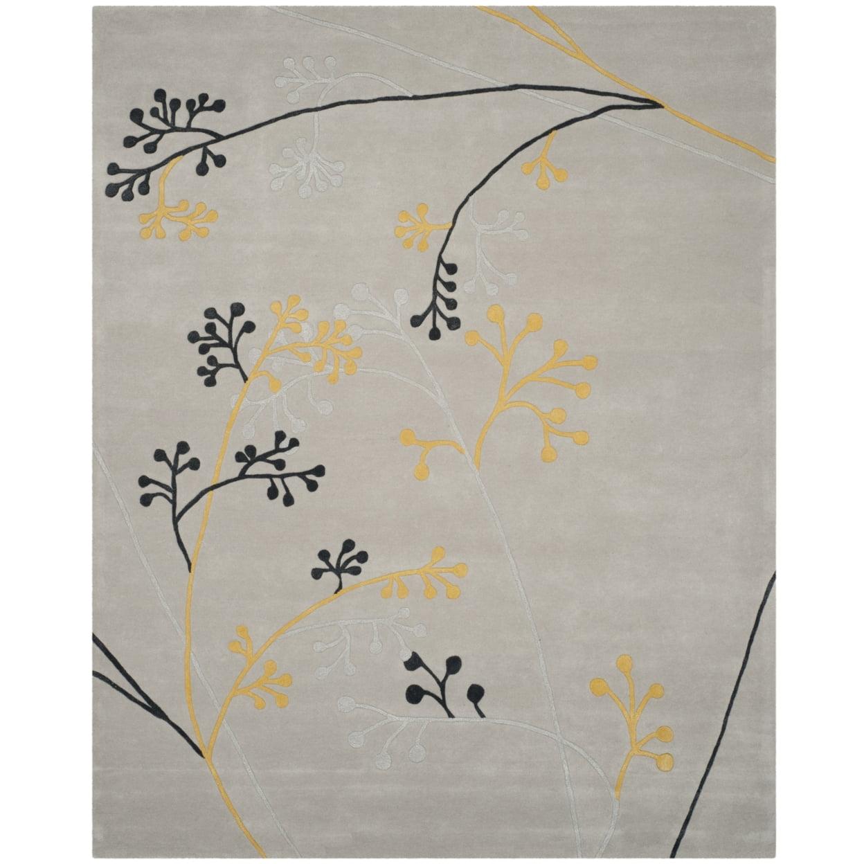 SAFAVIEH Soho Piper Floral Wool Area Rug, Grey, 8' x 8' Round