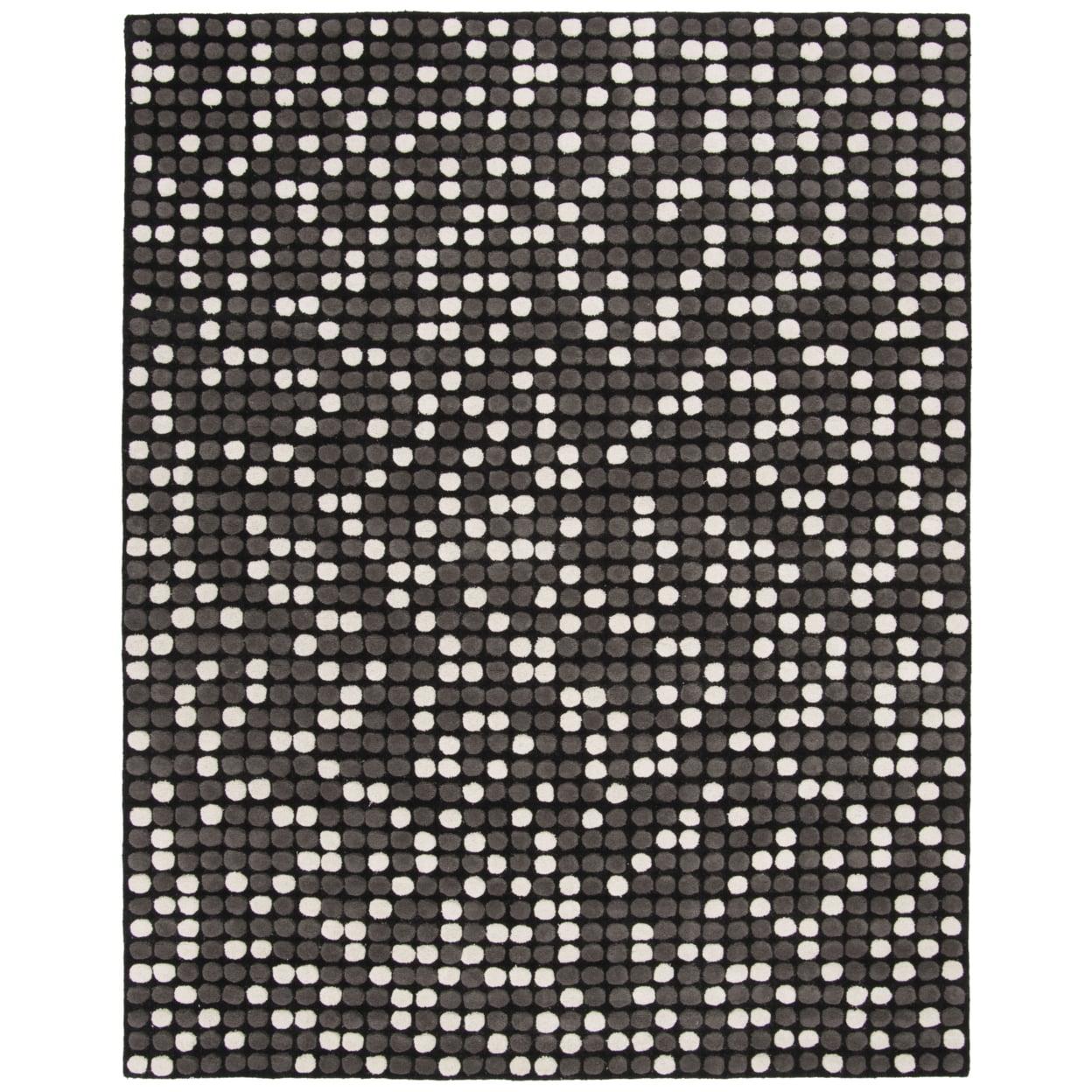 Soho Black and White Hand-Tufted Wool Round Rug