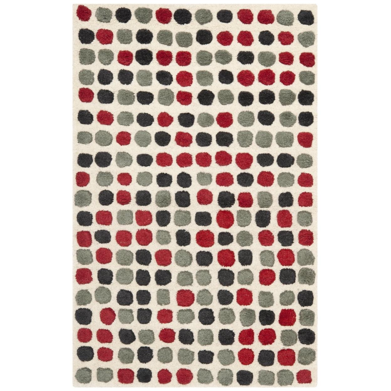 SAFAVIEH Soho Ryan Geometric Dotted Wool Area Rug, Ivory/Multi, 2'6" x 4'