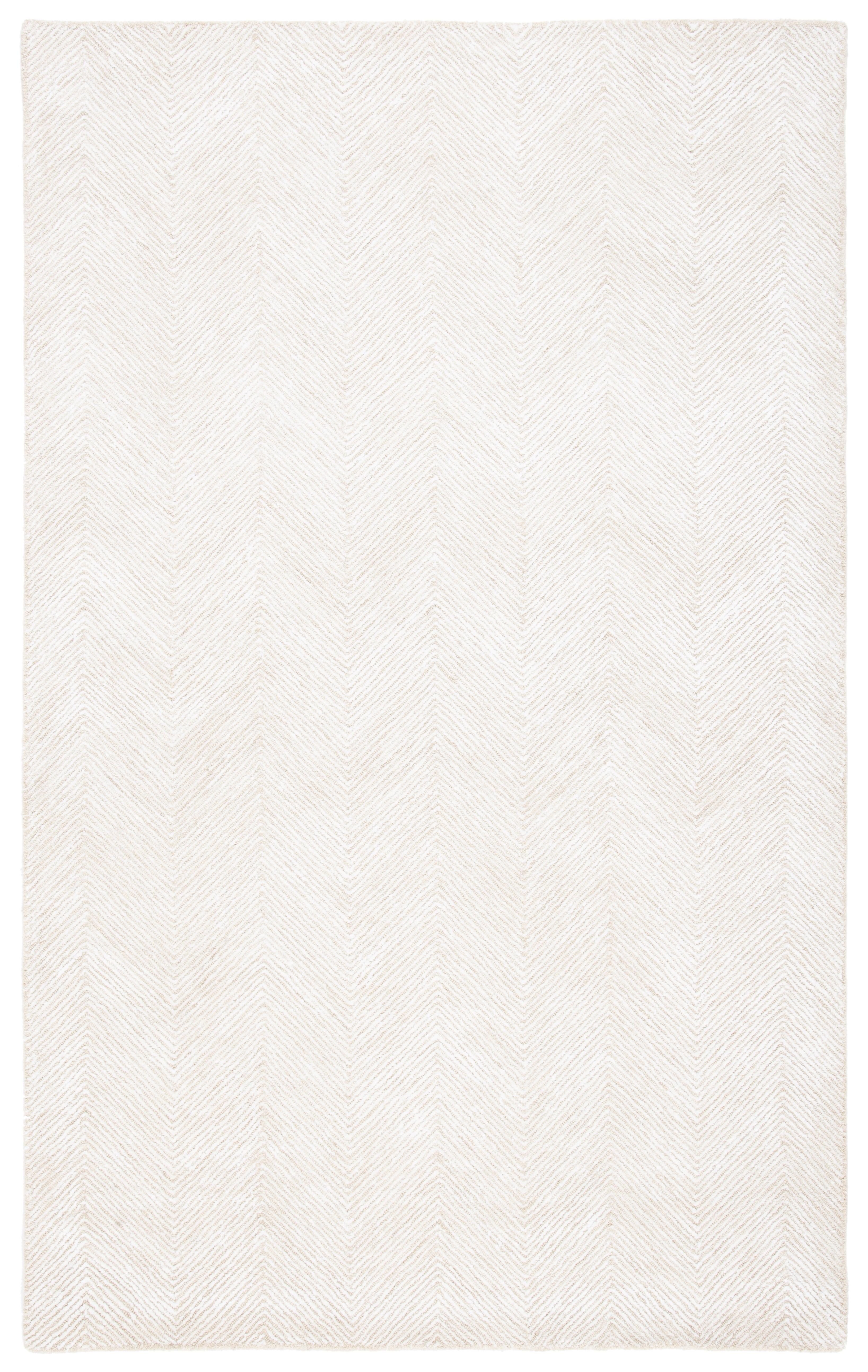 Ivory and Beige Hand-Tufted Wool and Viscose Area Rug, 8' x 10'