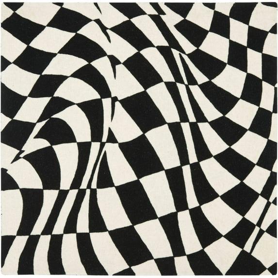 Soho SOH763 Hand Tufted Square Contemporary Area Rug - Black/Ivory - 6' X 6' Square - Safavieh.