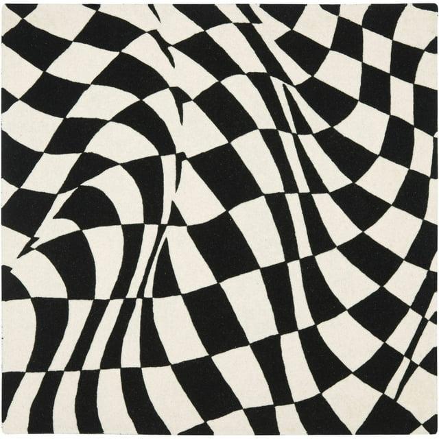 Soho SOH763 Hand Tufted Square Contemporary Area Rug - Black/Ivory - 6' X 6' Square - Safavieh.