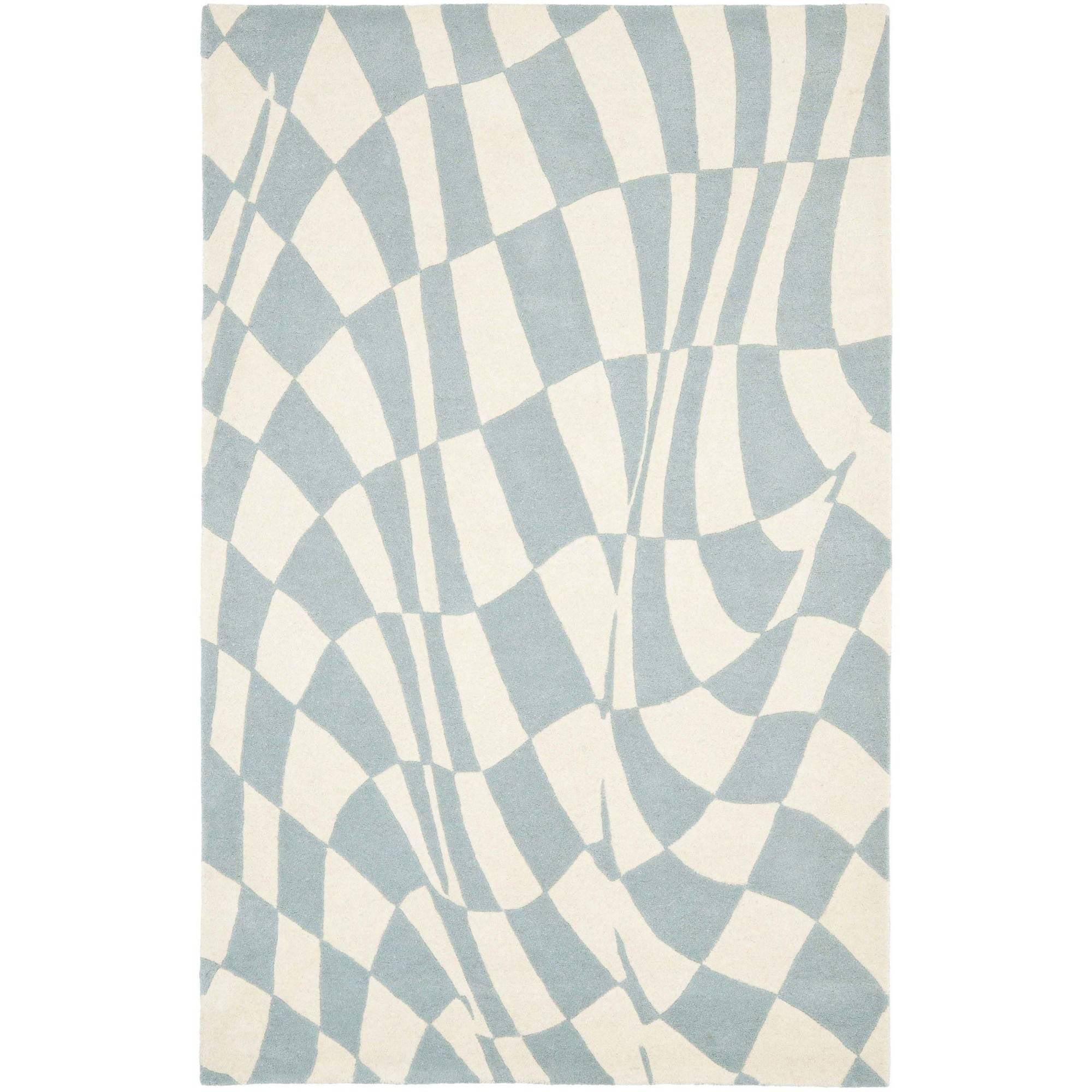 SAFAVIEH Soho Samantha Abstract Wool Area Rug, Blue/Ivory, 3'6" x 5'6"