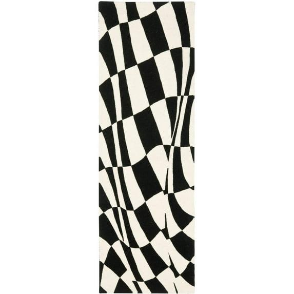 Soho SOH763 Hand Tufted Runner Contemporary Runner Rug - Black/Ivory - 2' 6" X 8' - Safavieh.
