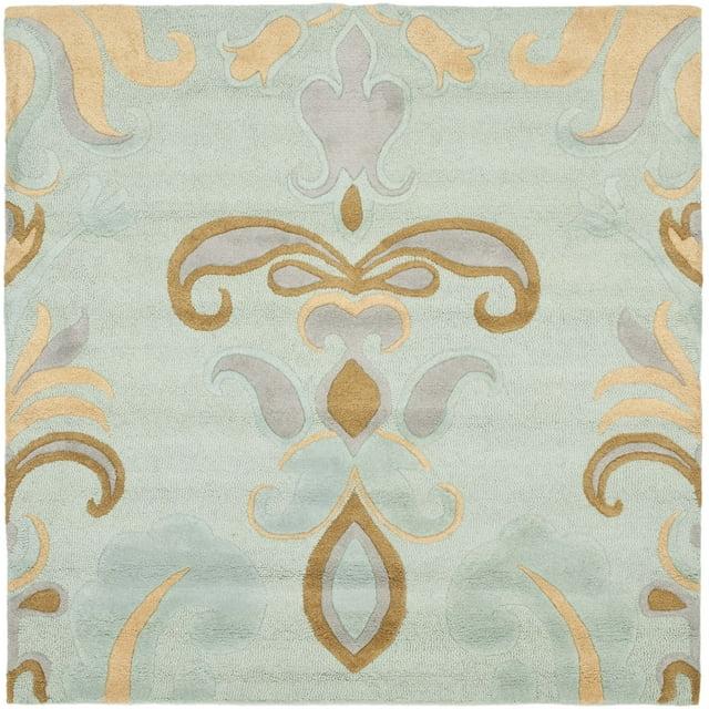 SAFAVIEH Soho Savannah Wool Area Rug, Light Blue/Multi, 8' x 8' Square
