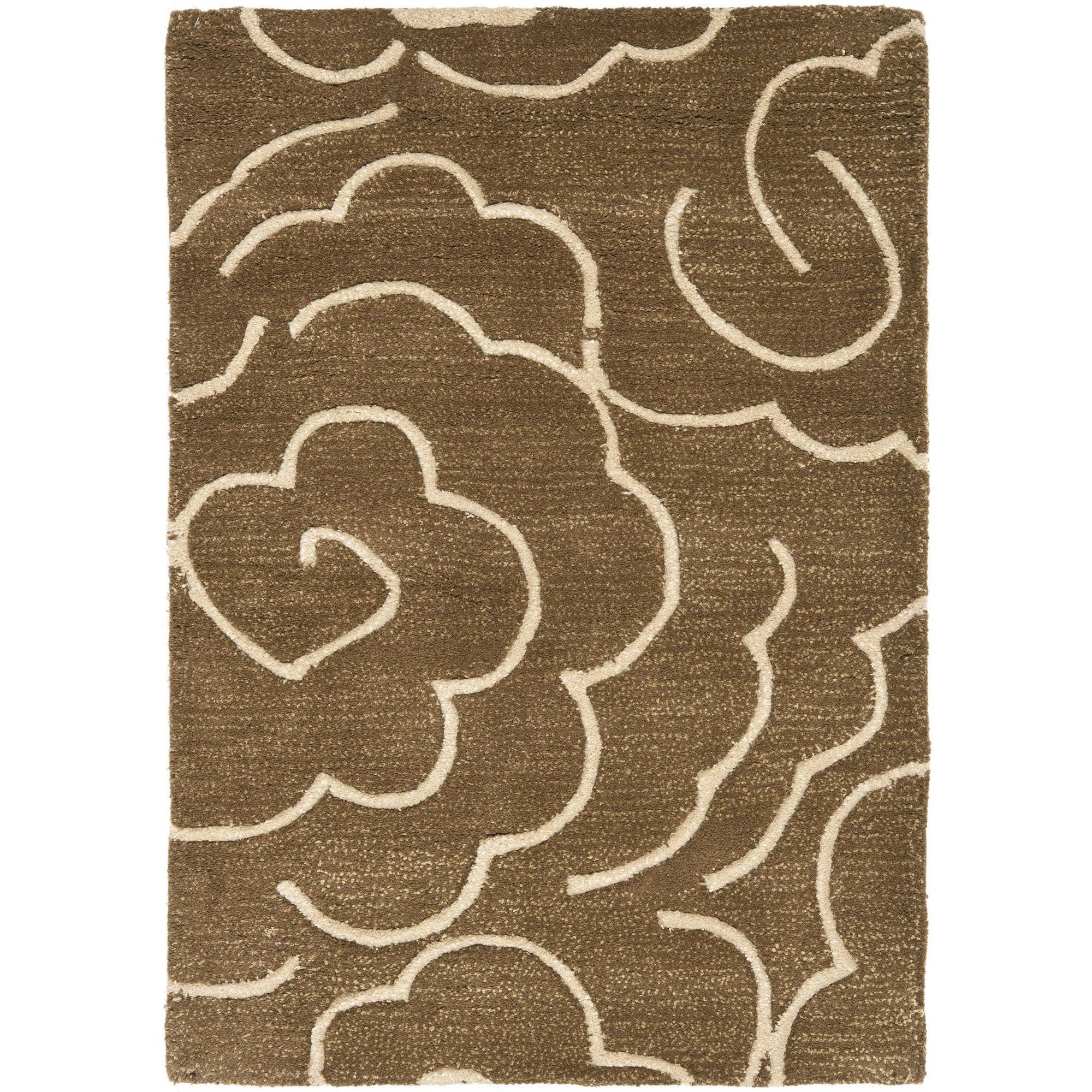 SAFAVIEH Soho Trinity Floral Wool Area Rug, Brown/Ivory, 2' x 3'