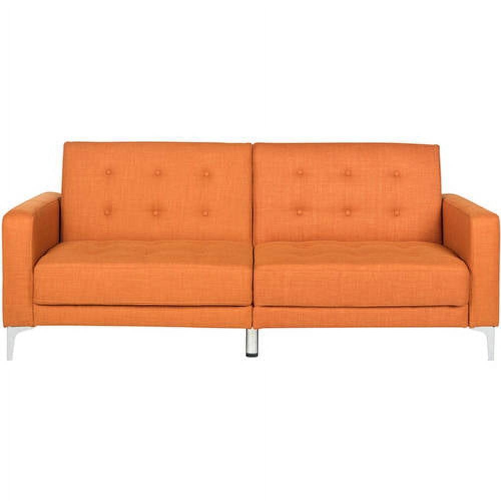 Soho Contemporary Orange Linen Metal Sleeper Sofa Bed
