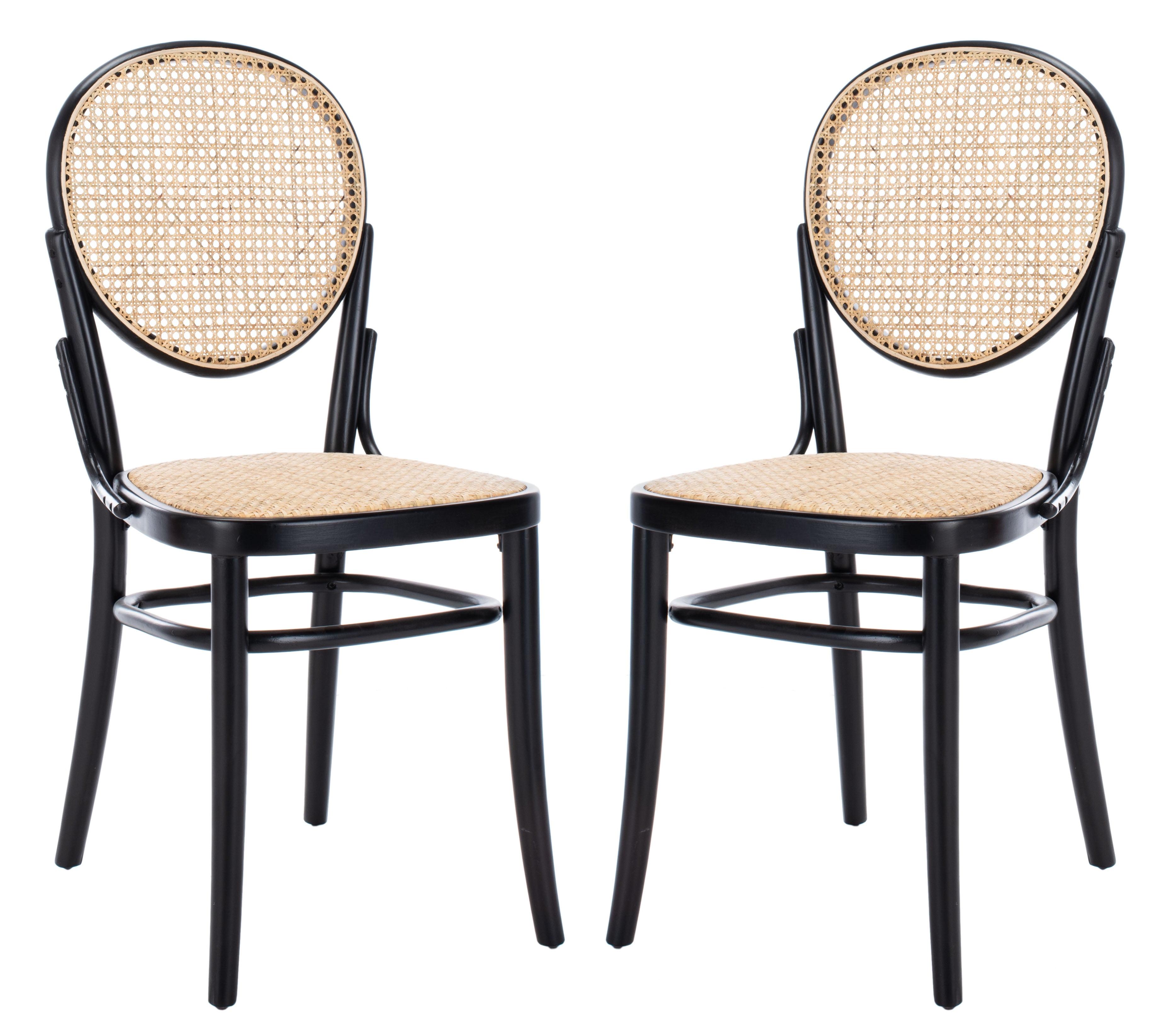 SAFAVIEH Sonia Contemporary Wood Solid Dining Side Chair, Black/Natural (Set of 2)