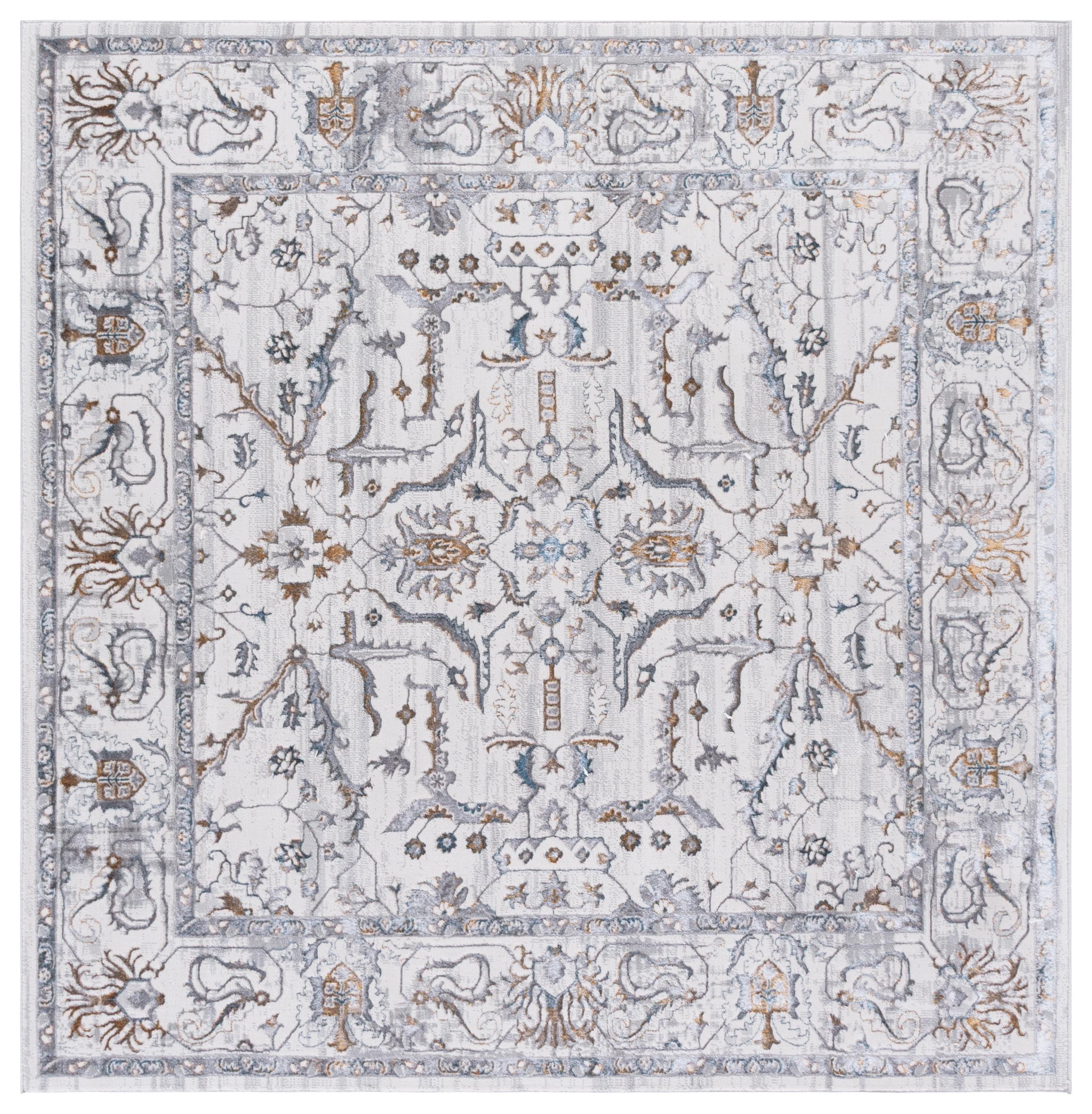 Isabella ISA912 Power Loomed Area Rug - Light Grey/Cream - 6'7"x6'7" - Safavieh.