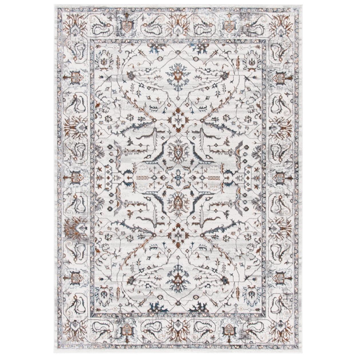 Ivory Abstract Hand-Knotted 5' x 7' Easy Care Synthetic Rug