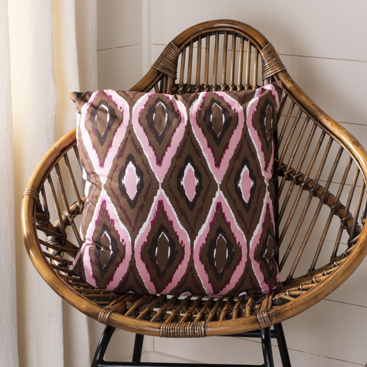 Sophie 22'' Pink and Brown Ikat Cotton Throw Pillow Set