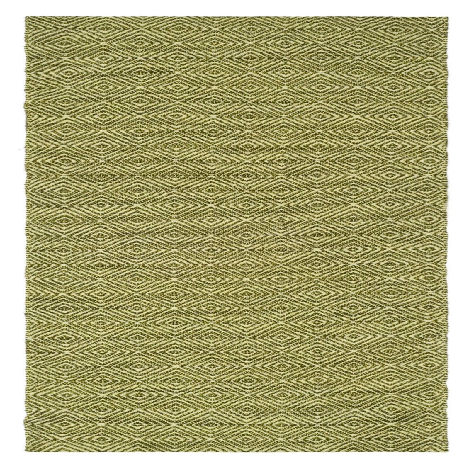 Ivory and Green Geometric Handwoven Synthetic Rug, 8' x 11'