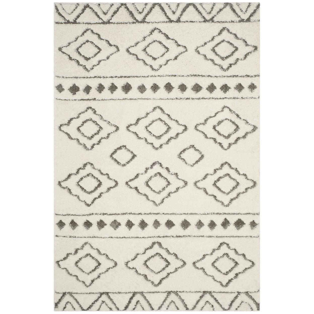 Sparta Shag SPG513 Power Loomed Indoor Area Rug - Ivory/Grey - 4'x6' - Safavieh.