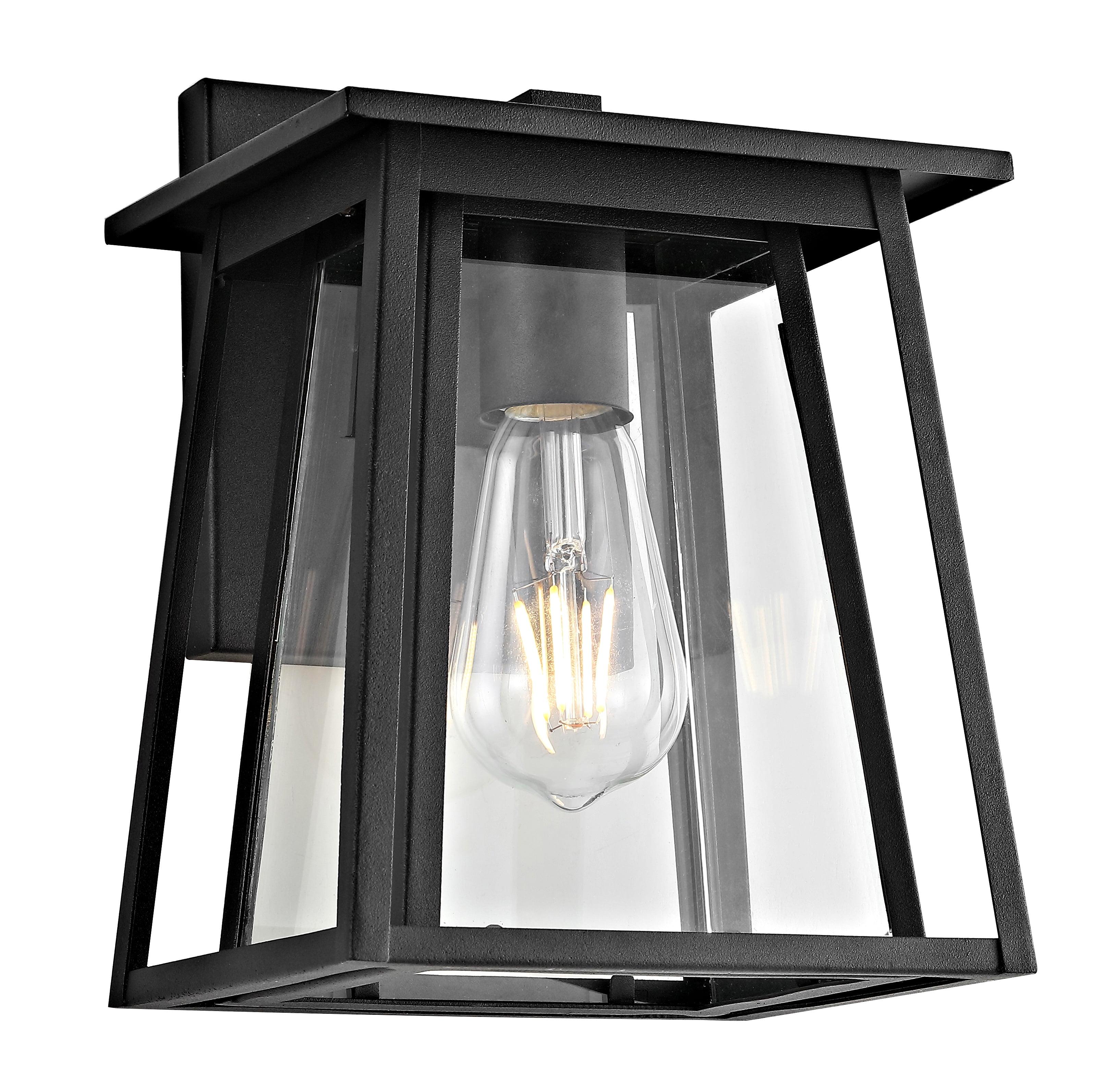 Stern Outdoor Wall Lantern - PLT4004 - Clear/Black - Safavieh