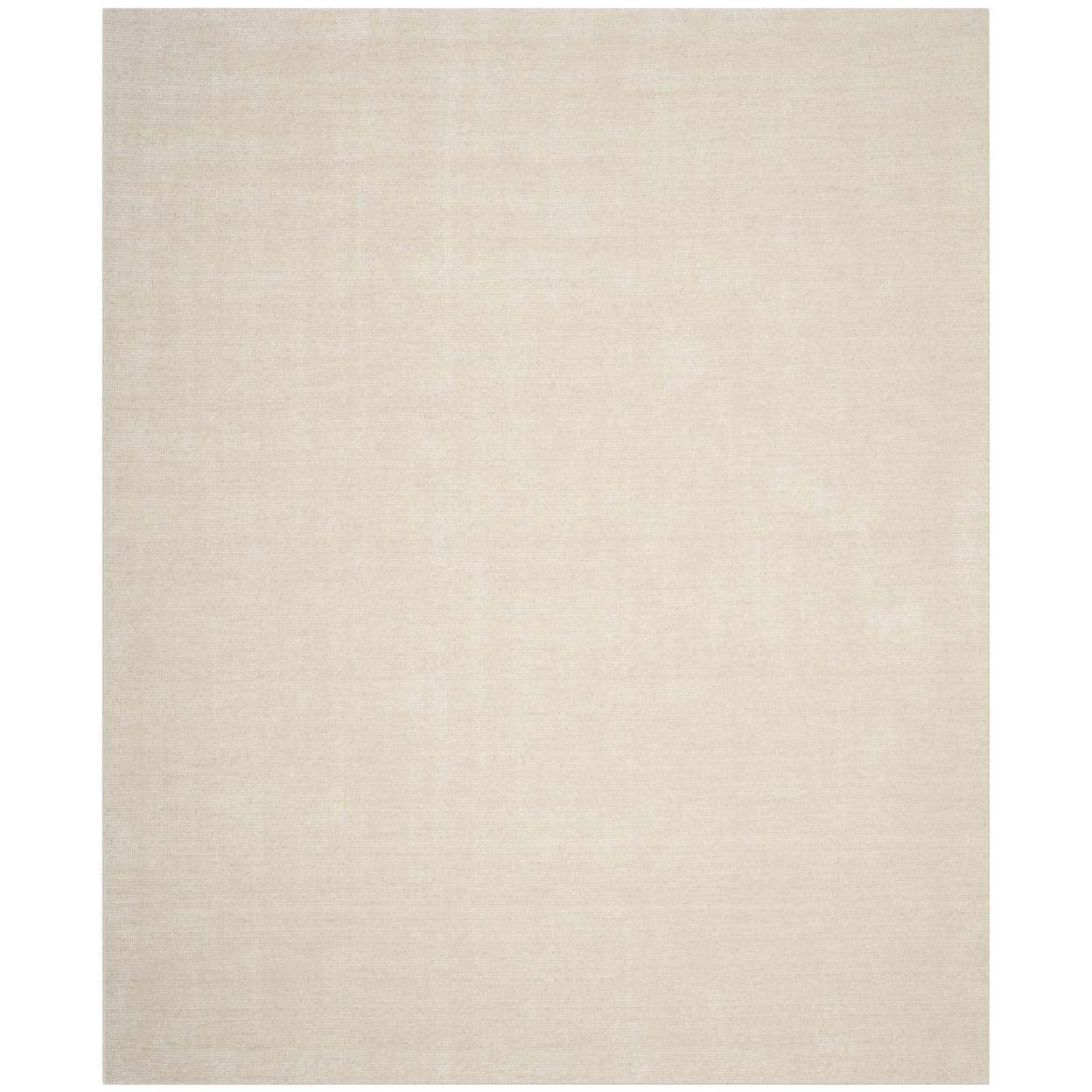 Hand-Knotted Ivory Wool and Viscose 8' x 10' Rug