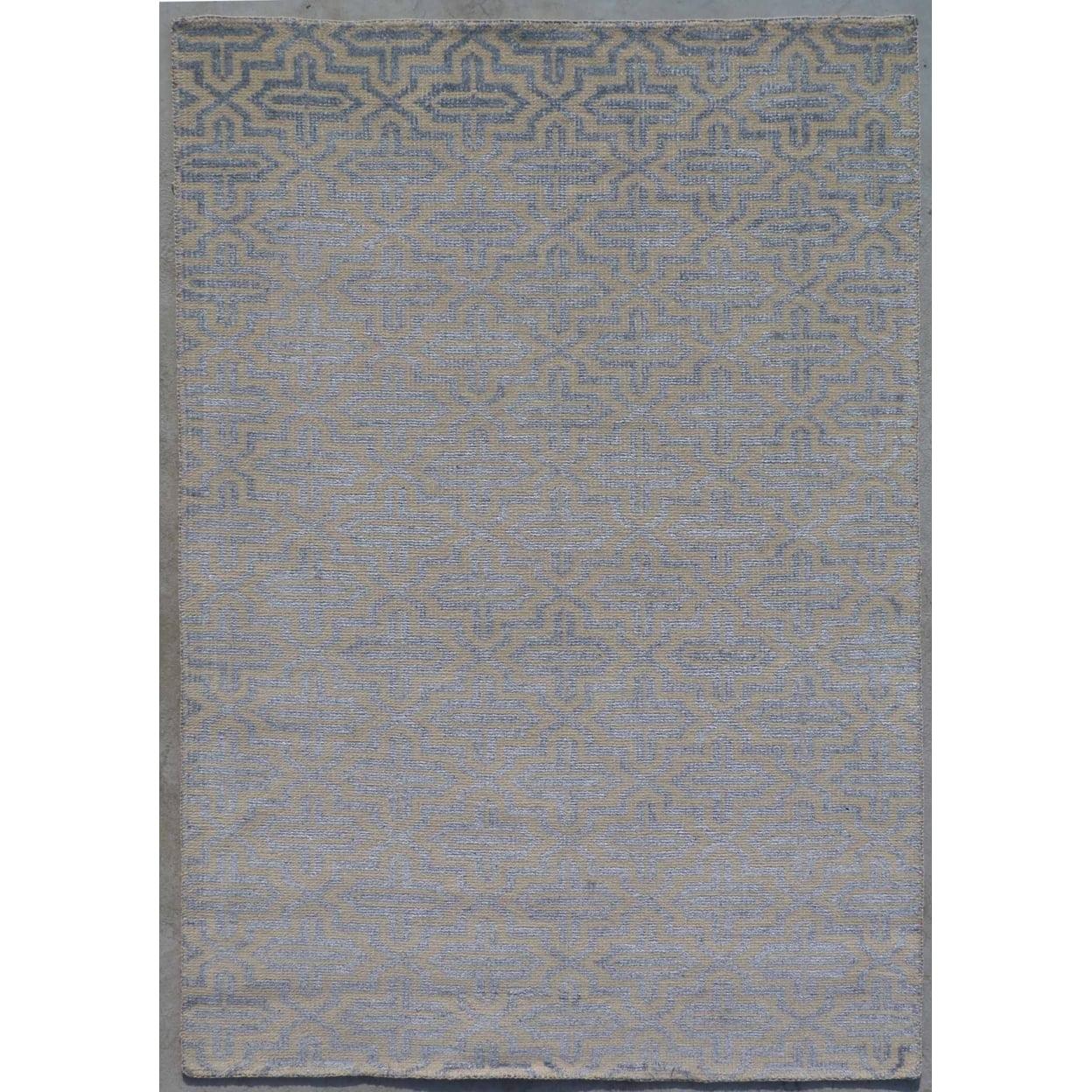 Gray Hand-Knotted Wool and Viscose 4' x 6' Area Rug