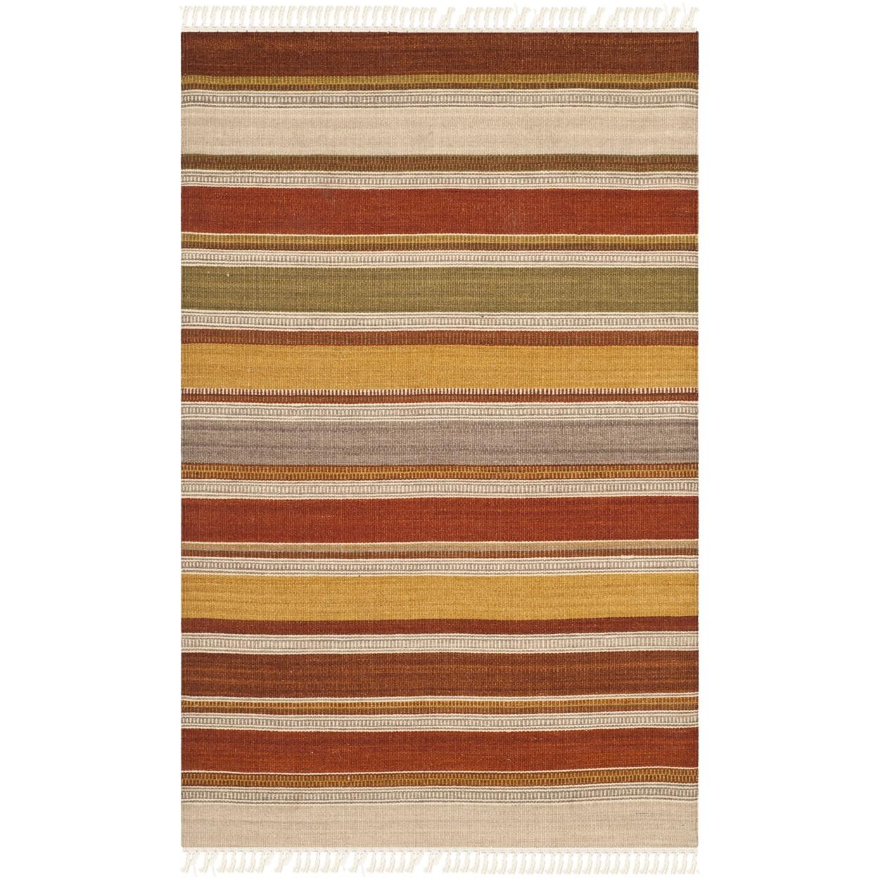 Southwestern Multicolor Wool Flatweave Striped Rug