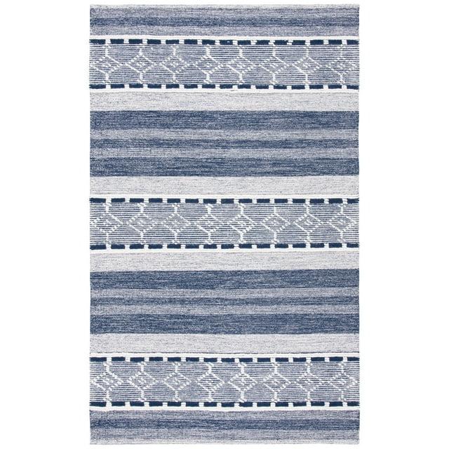 Striped Kilim STK522 Hand Woven Area Rug - Navy/Ivory - 8'9"x11'9" - Safavieh.
