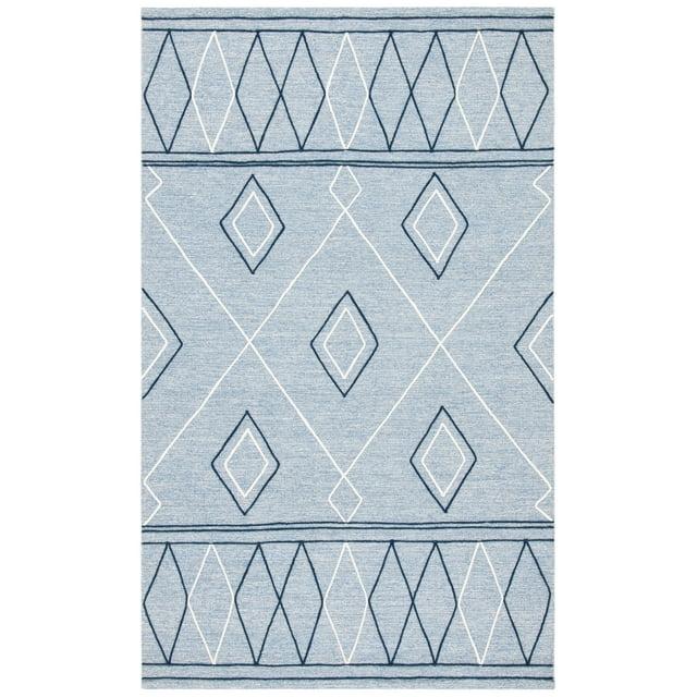 Striped Kilim STK510 Hand Woven Area Rug - Light Blue/Ivory - 3'x5' - Safavieh.