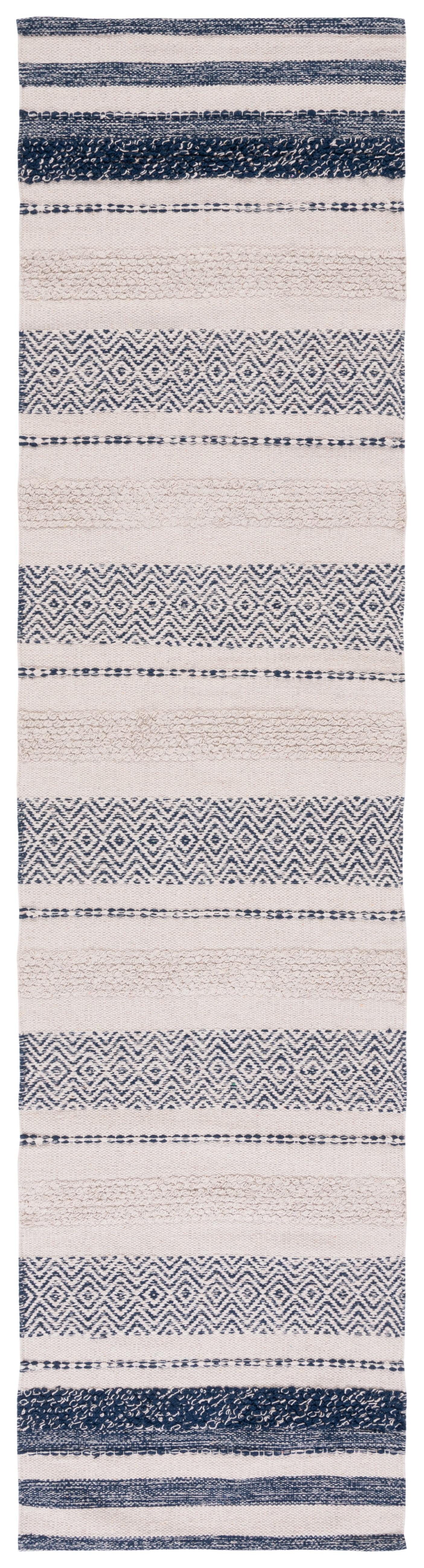 Striped Kilim STK502 Hand Woven Runner Rug - Ivory/Navy - 2'3"x9' - Safavieh.