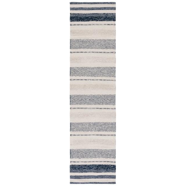 Striped Kilim STK502 Hand Woven Runner Rug - Ivory/Navy - 2'3"x9' - Safavieh.
