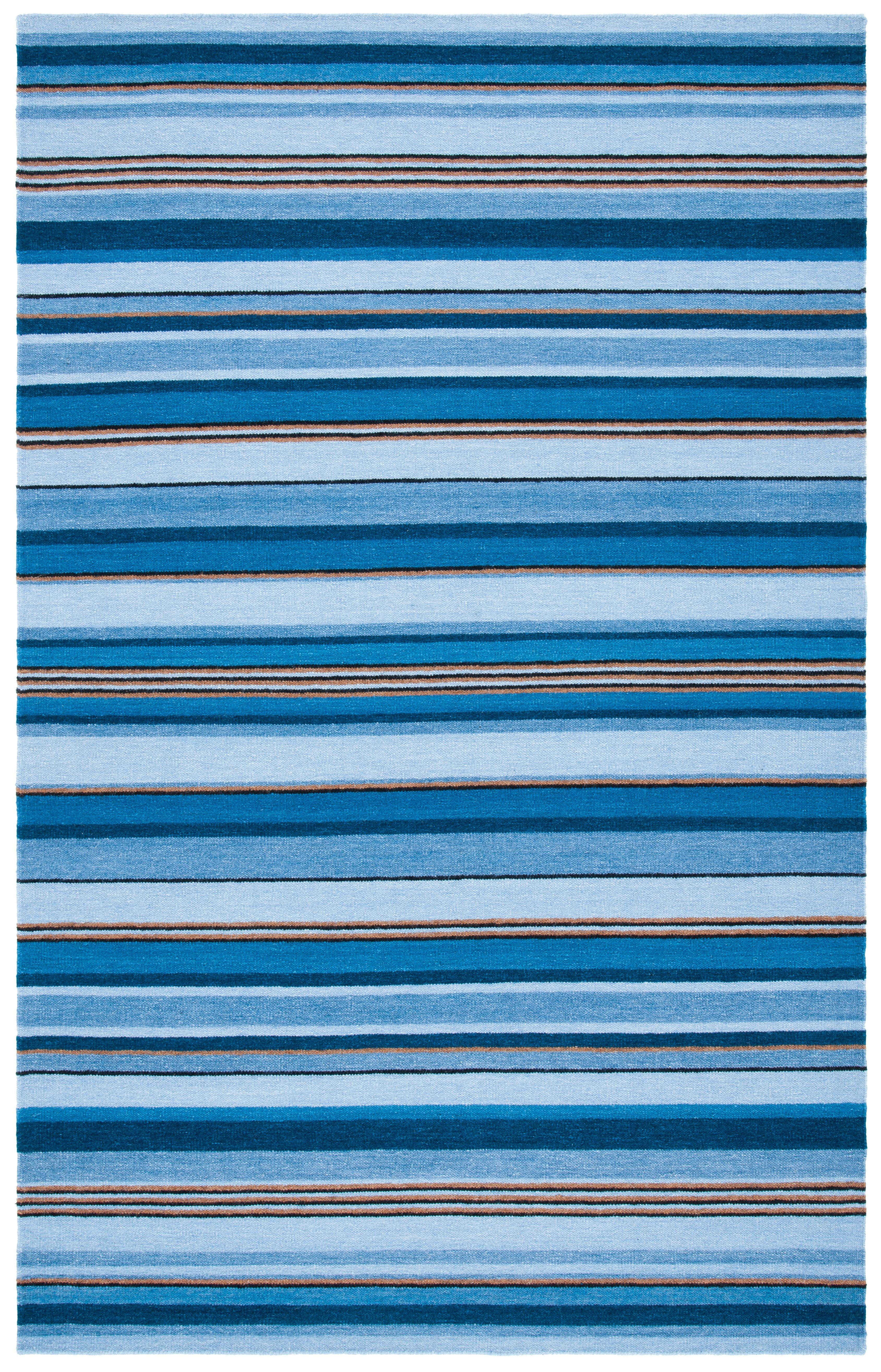 Striped Kilim STK601 Hand Loomed Area Rug - Blue/Rust - 6'x9' - Safavieh.