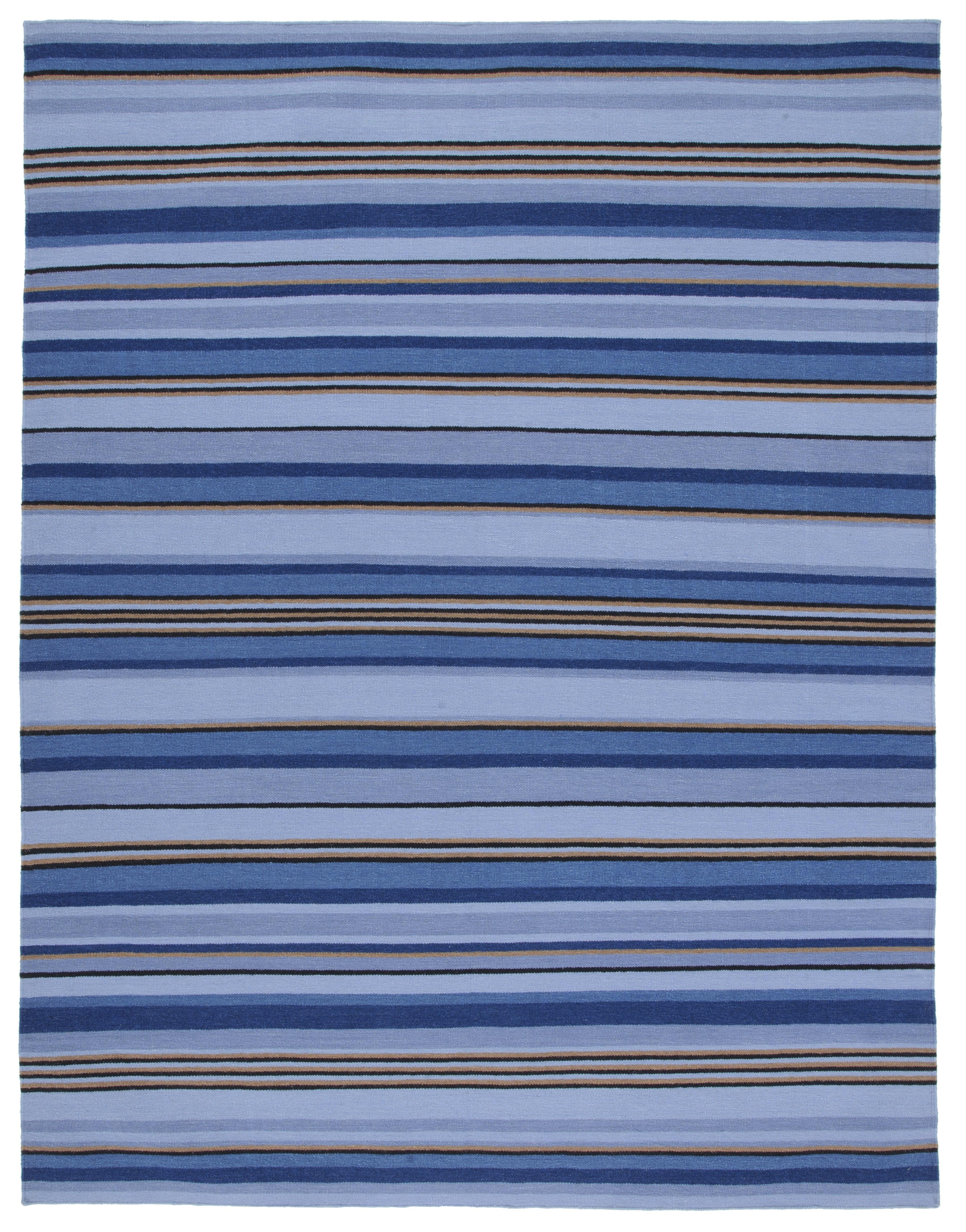 Striped Kilim STK601 Hand Loomed Indoor Area Rug - Blue/Rust - 8'x10' - Safavieh
