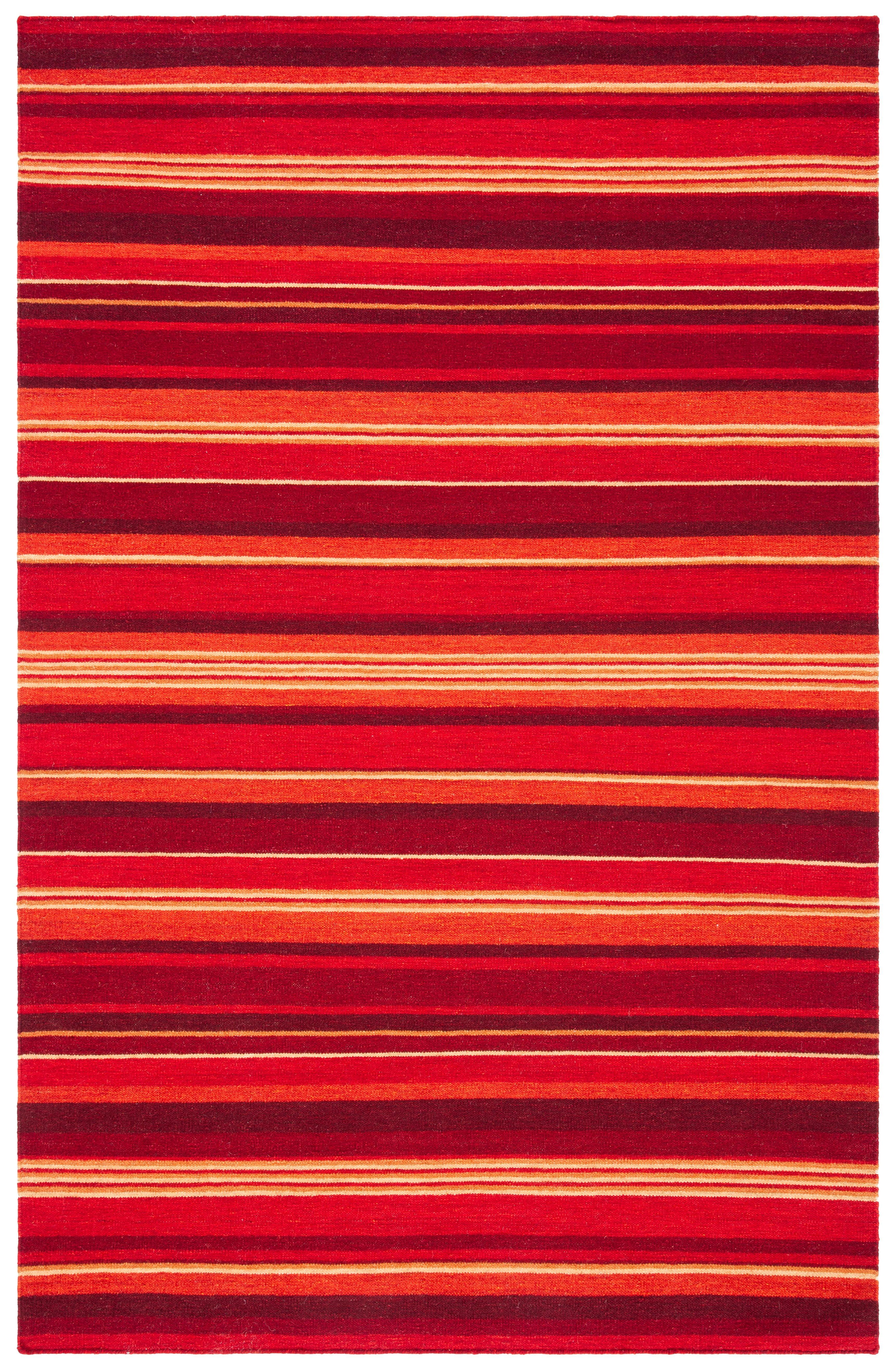 Striped Kilim STK601 Hand Loomed Indoor Accent Rug - Red - 3'x5' - Safavieh