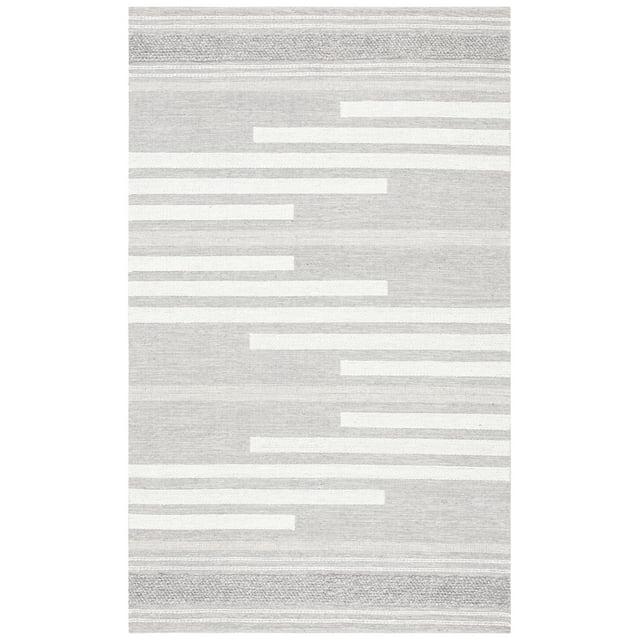 Striped Kilim STK505 Hand Woven Area Rug - Silver/Grey - 6'x9' - Safavieh.