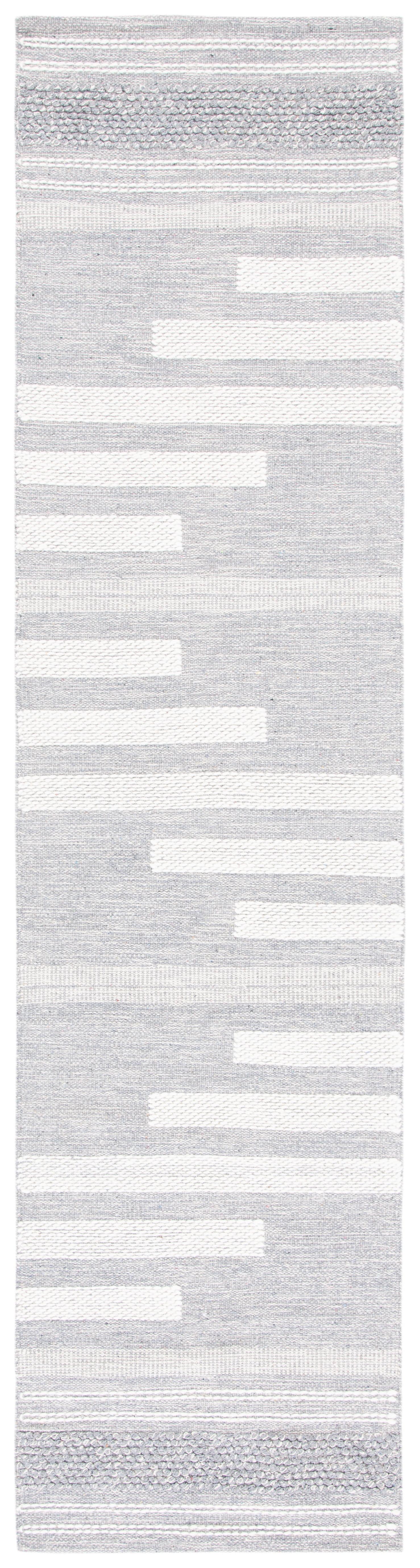Striped Kilim STK505 Hand Woven Runner Rug - Silver/Grey - 2'3"x9' - Safavieh.