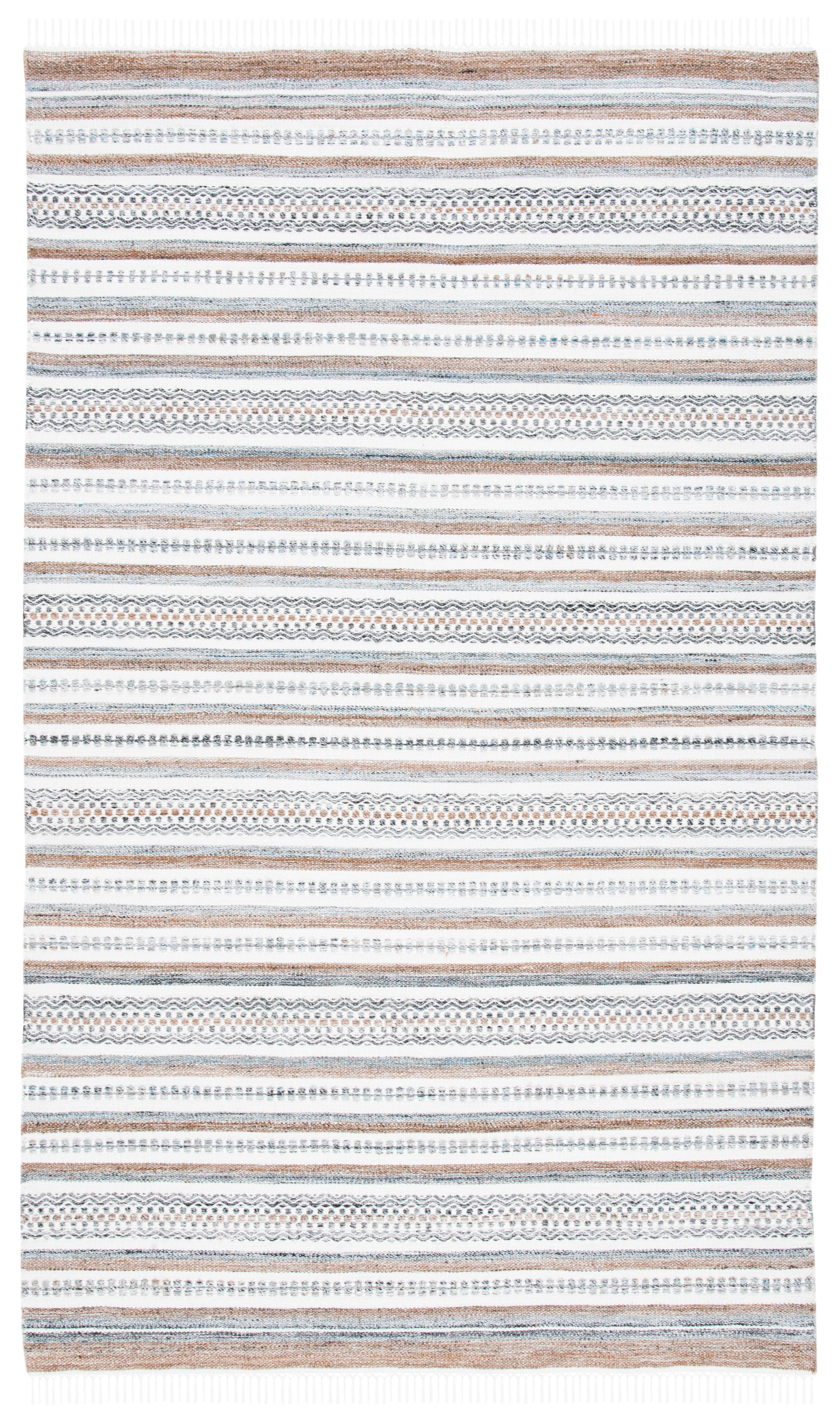 Striped Kilim STK106 Hand Woven Area Rug - Grey/Ivory - 8'x10' - Safavieh.