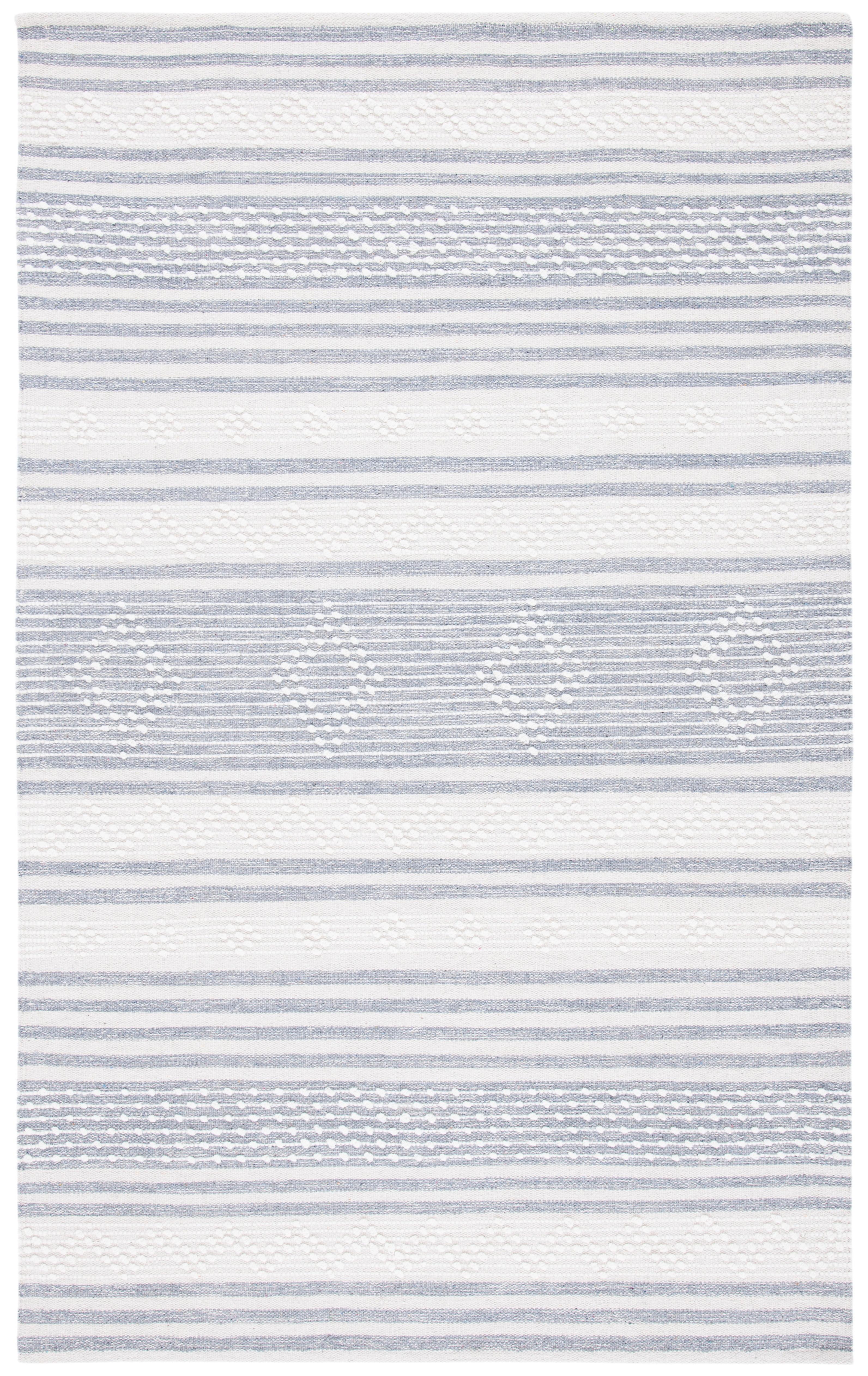 Striped Kilim STK511 Hand Woven Area Rug - Silver/Ivory - 3'x5' - Safavieh.