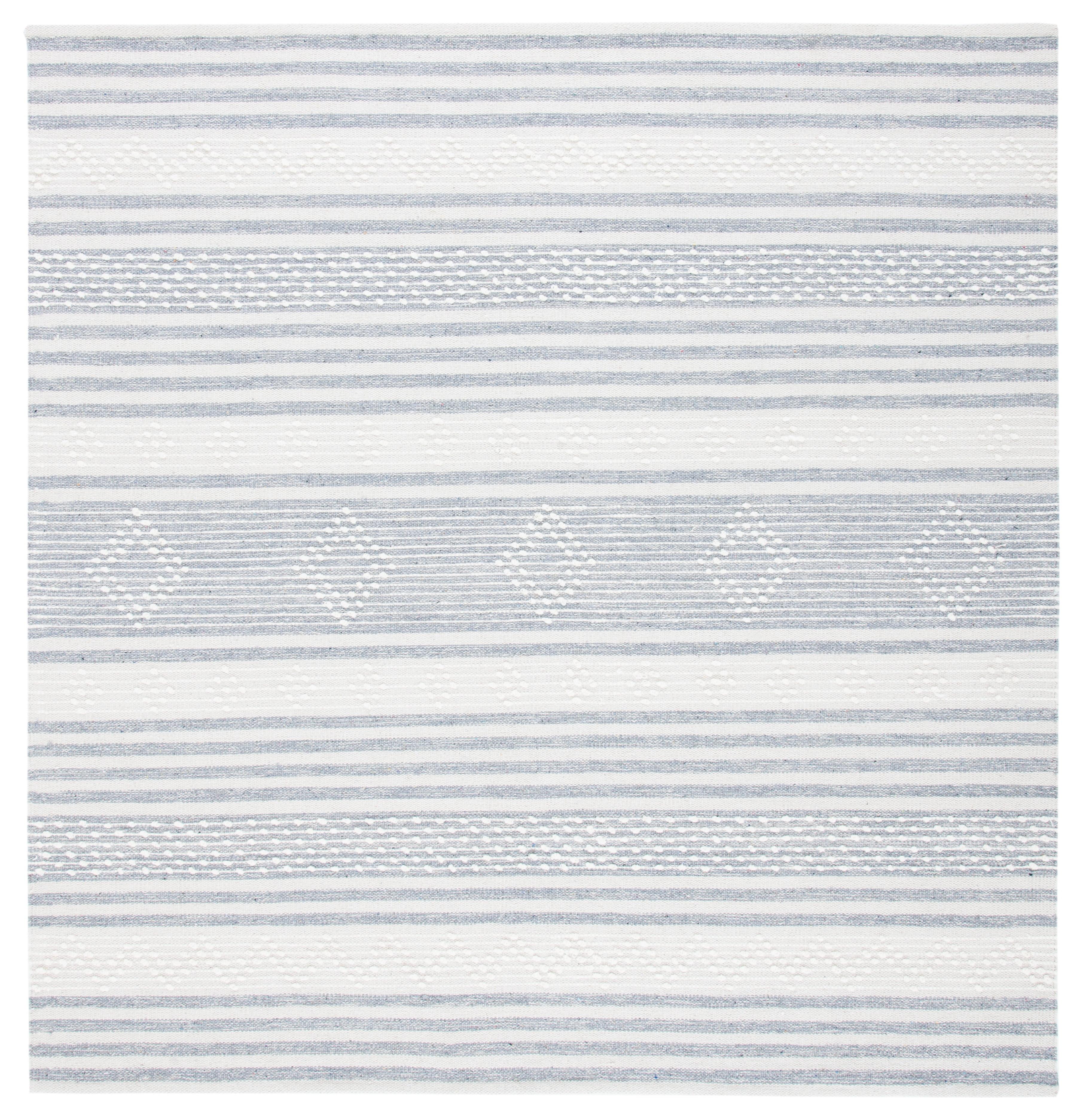 Striped Kilim STK511 Hand Woven Area Rug - Silver/Ivory - 5'x5' - Safavieh.