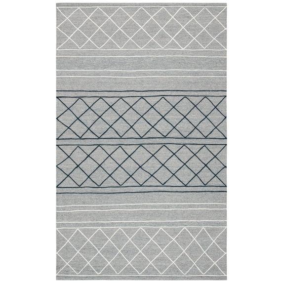 Striped Kilim STK507 Hand Woven Area Rug - Silver/Grey - 4'x6' - Safavieh.