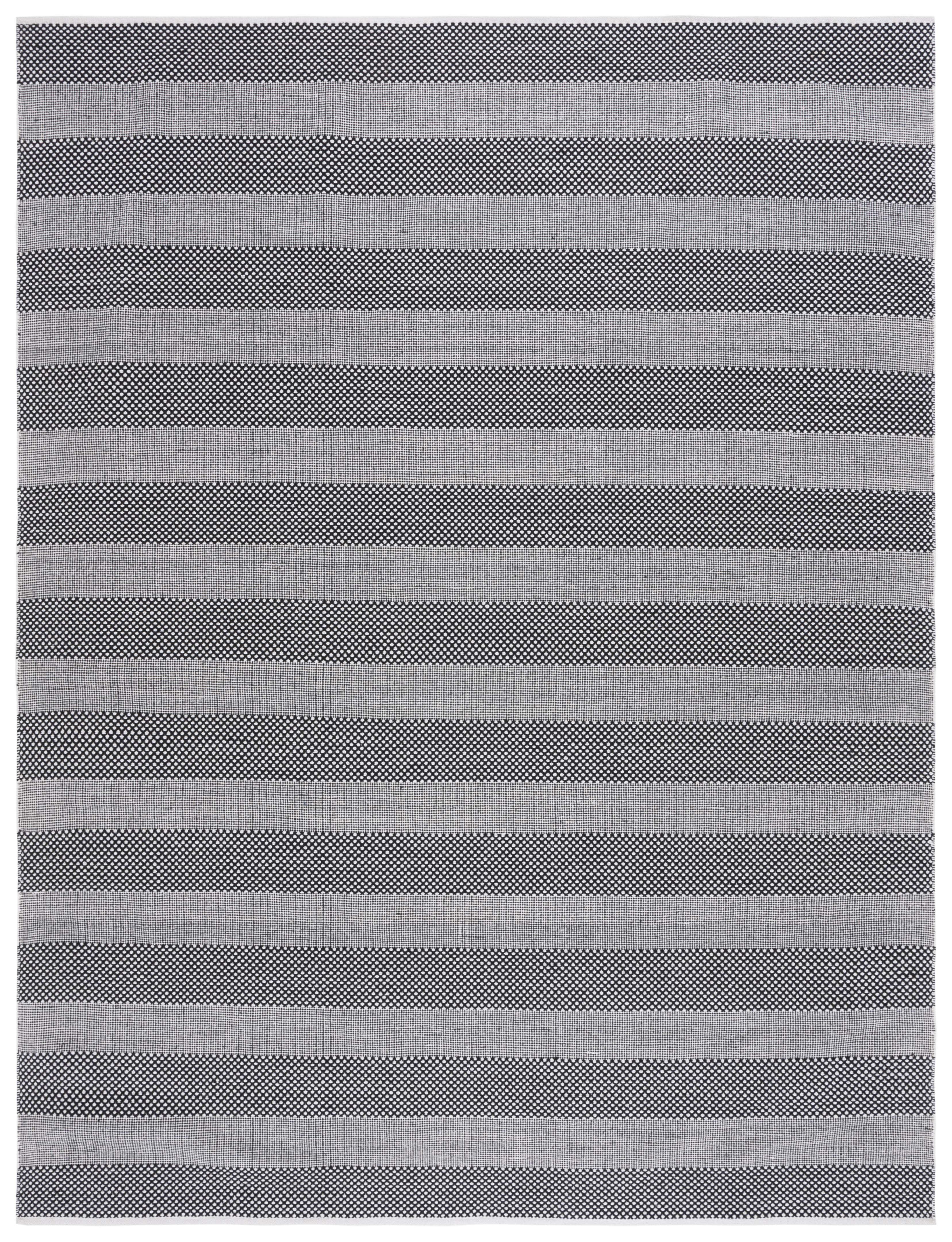 Striped Kilim STK802 Hand Woven Area Rug - Ivory/Black - 8'x10' - Safavieh.