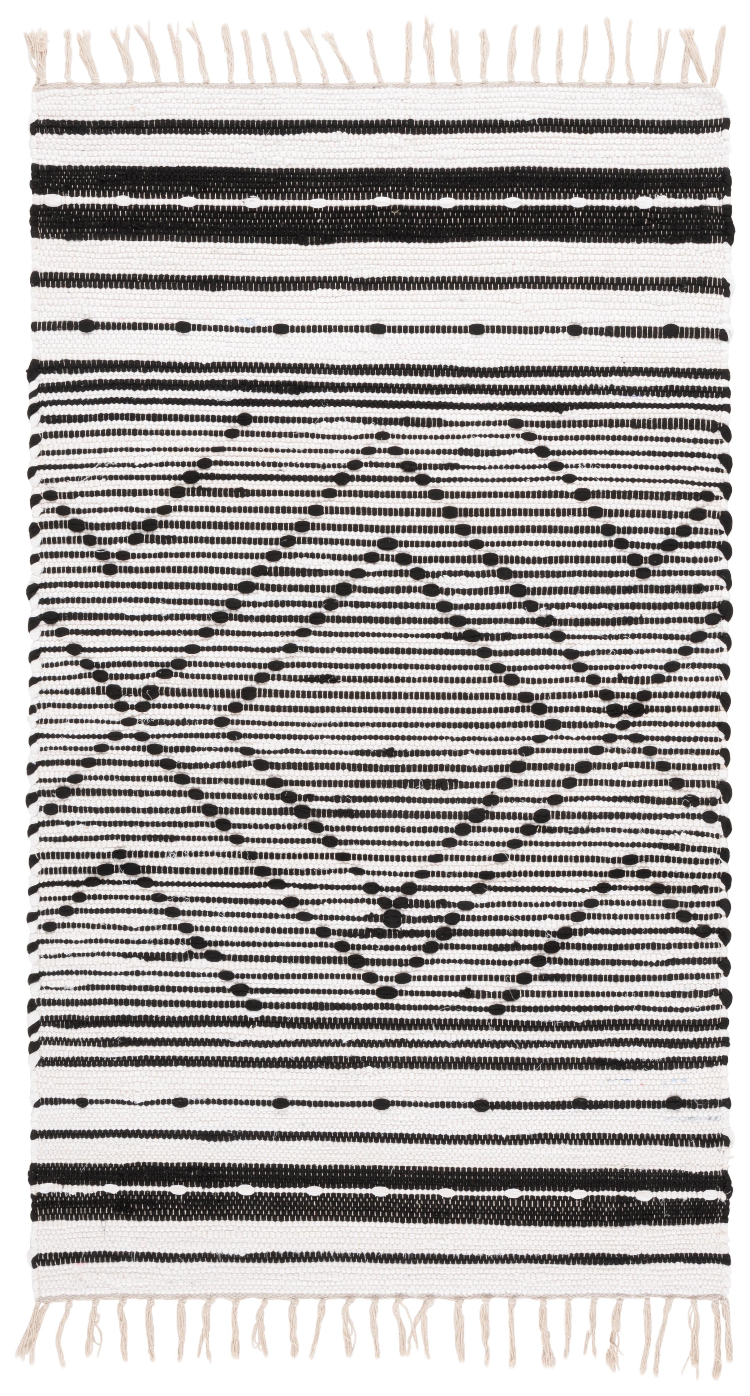 Striped Kilim STK200 Hand Woven Area Rug - Black/Ivory - 3'x5' - Safavieh.