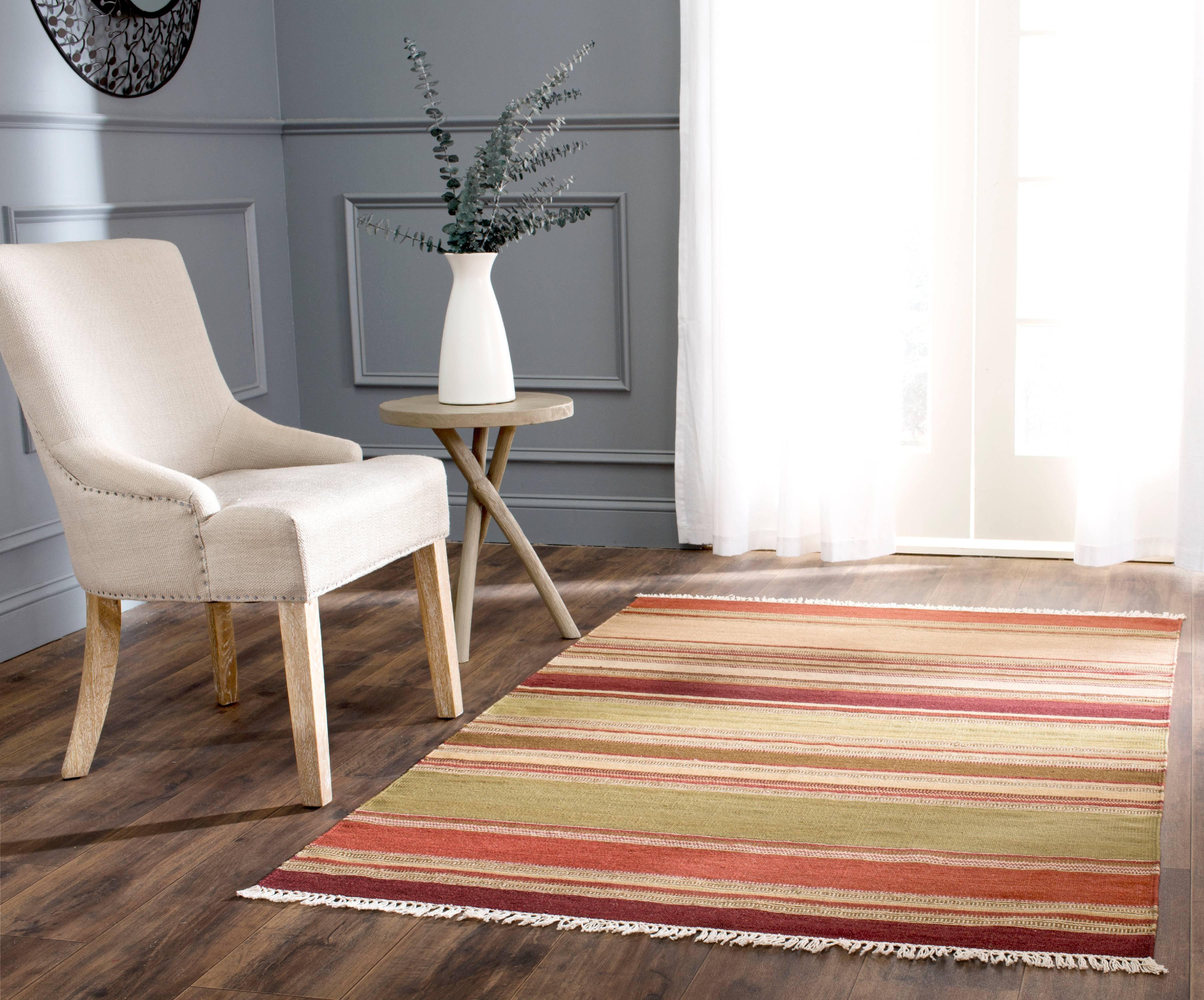 Striped Kilim STK313 Hand Woven Indoor Accent Rug - Red - 3'x5' - Safavieh