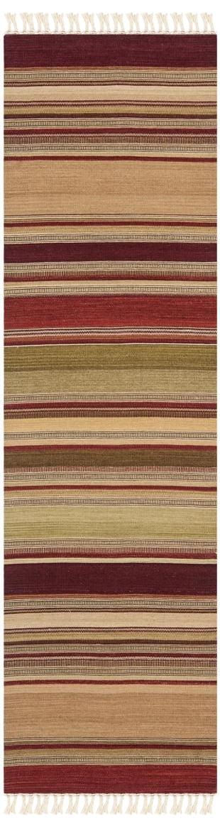 Striped Kilim STK313 Hand Woven Indoor Runner Rug - Red - 2'3"x8' - Safavieh