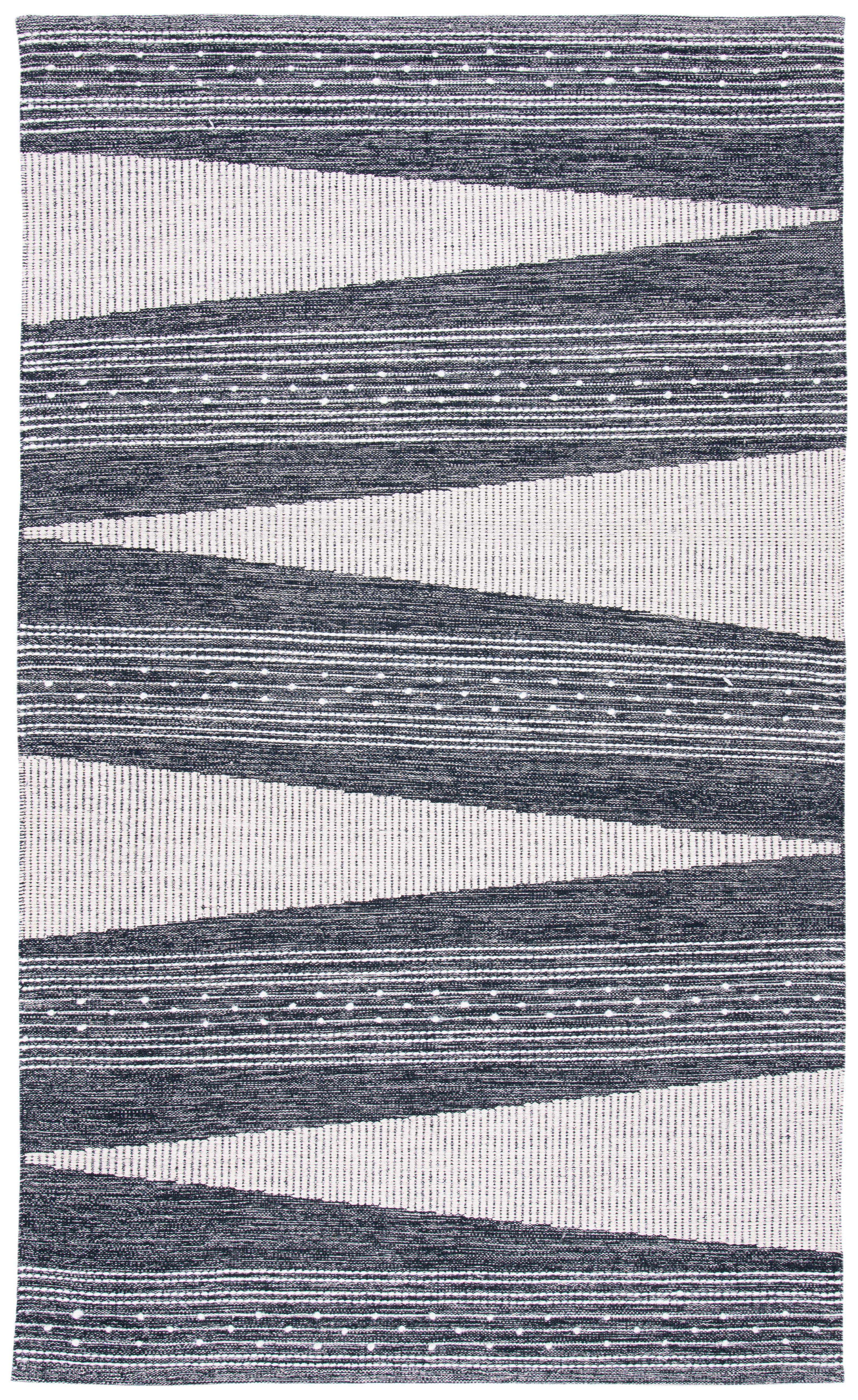 Striped Kilim STK521 Hand Woven Area Rug - Black/Ivory - 3'x5' - Safavieh.