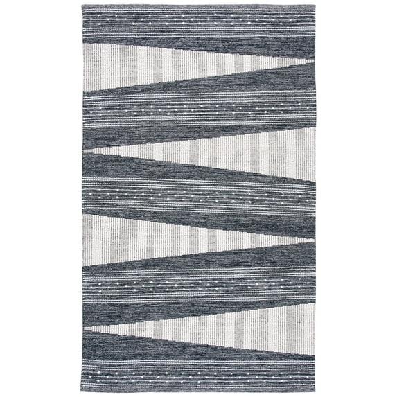 Striped Kilim STK521 Hand Woven Area Rug - Black/Ivory - 4'x6' - Safavieh.