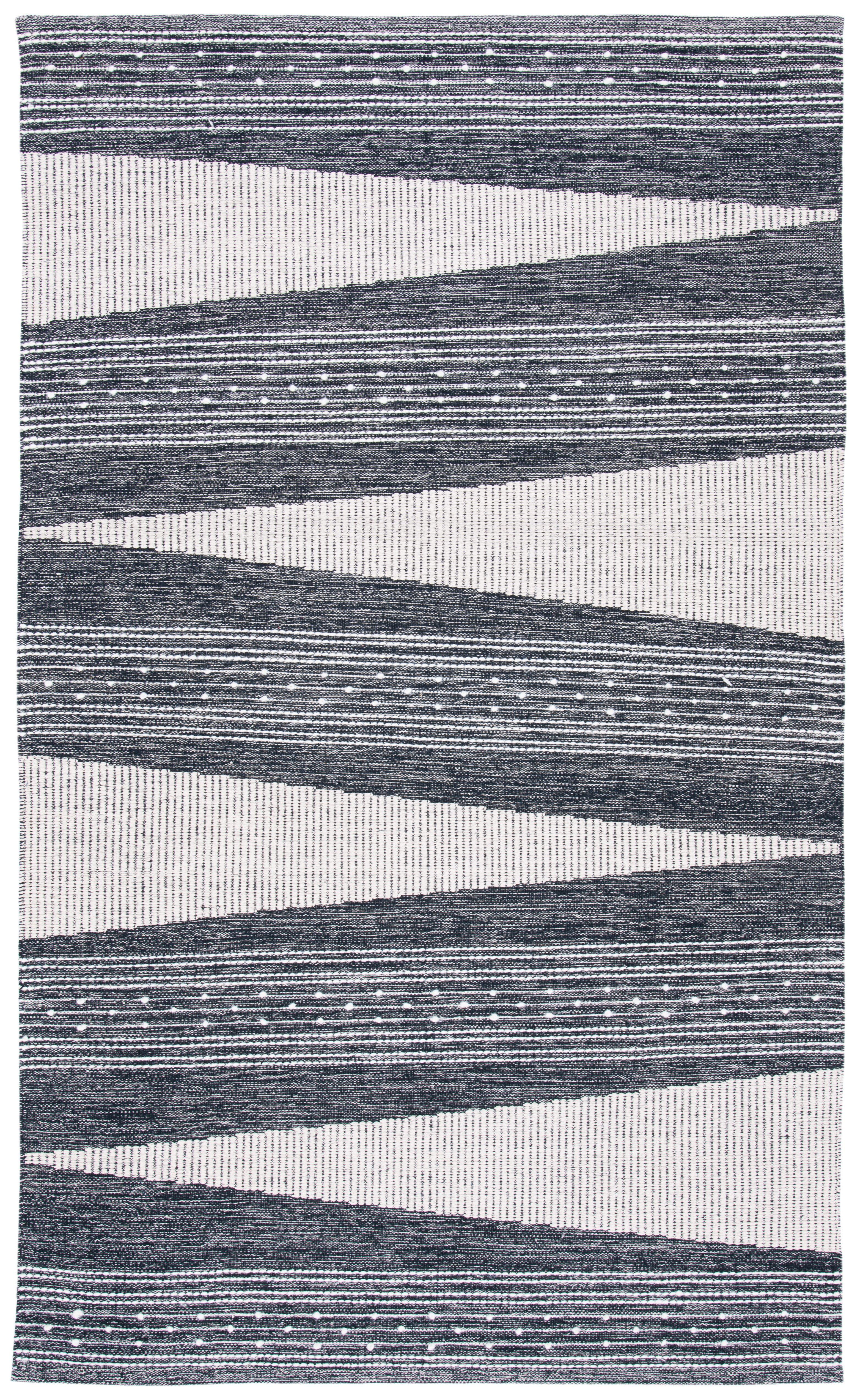 Striped Kilim STK521 Hand Woven Area Rug - Black/Ivory - 8'9"x11'9" - Safavieh.